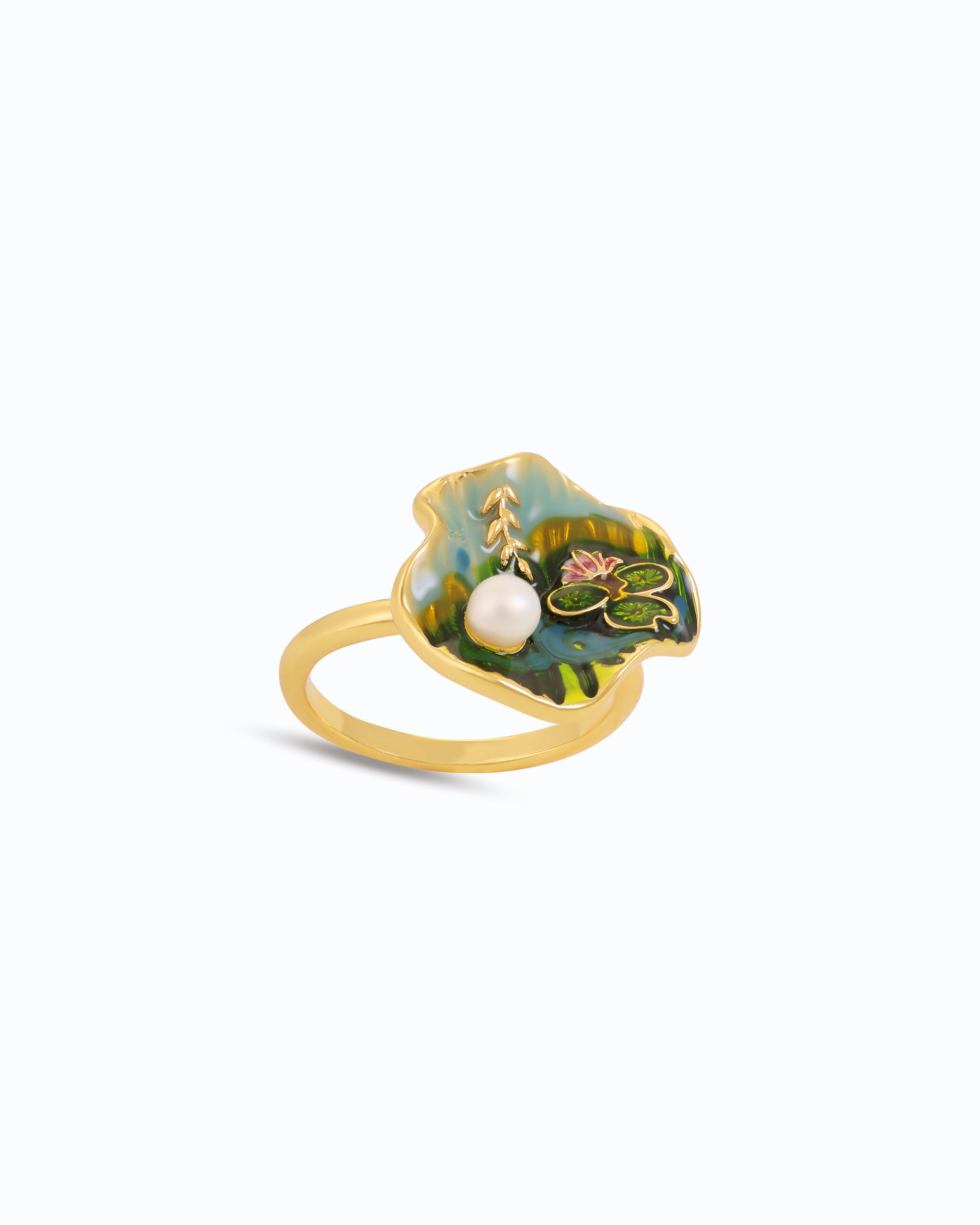 Lotus Pond Pearl Ring – Rare Jewelry with Freshwater Pearl & 18K Gold