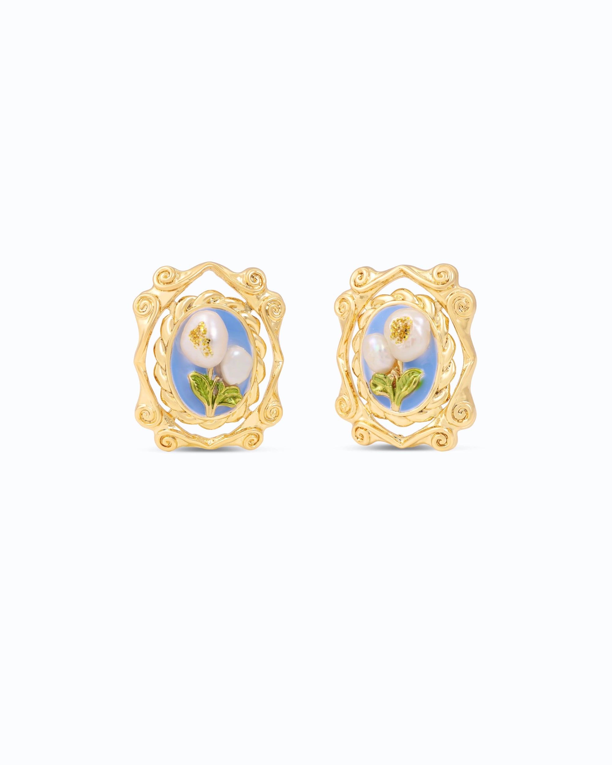 Blue Louvre Pearl Ear Studs