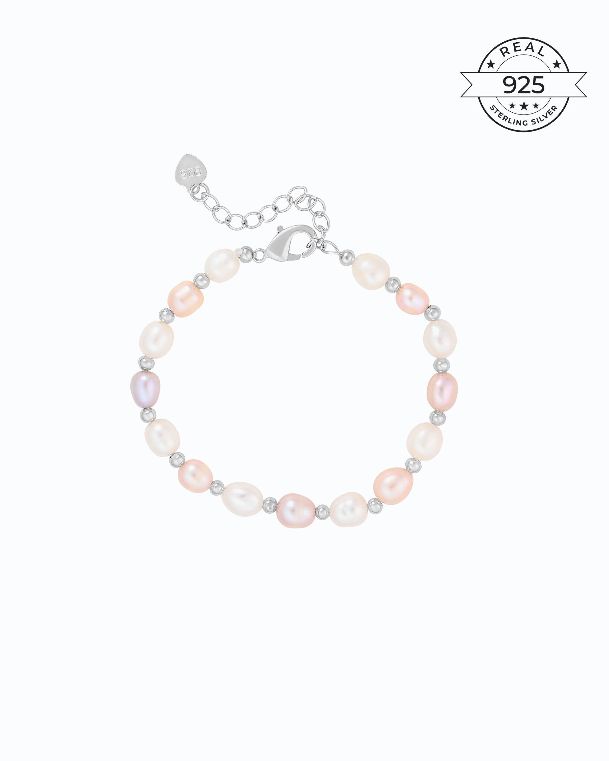 Multi Pearl in Sterling Silver Bracelet