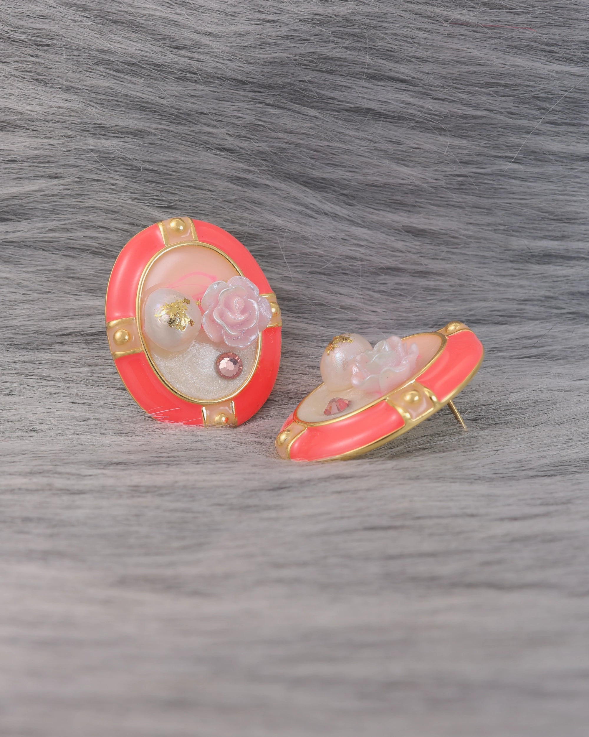 Peachy Neon French Ear Studs
