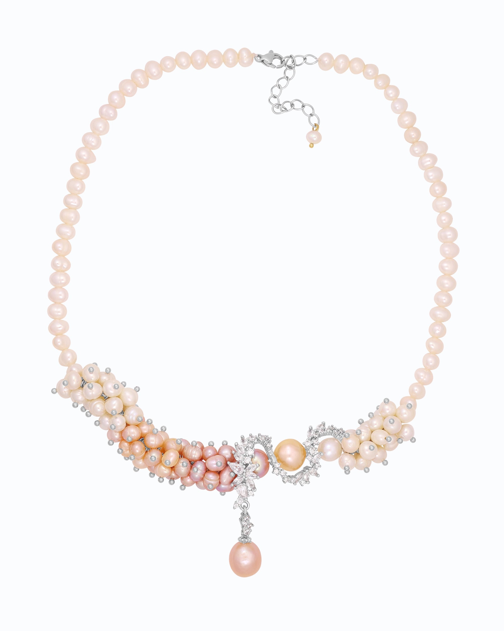 Pearl Flower Vine S-shaped Rhinestone Necklace