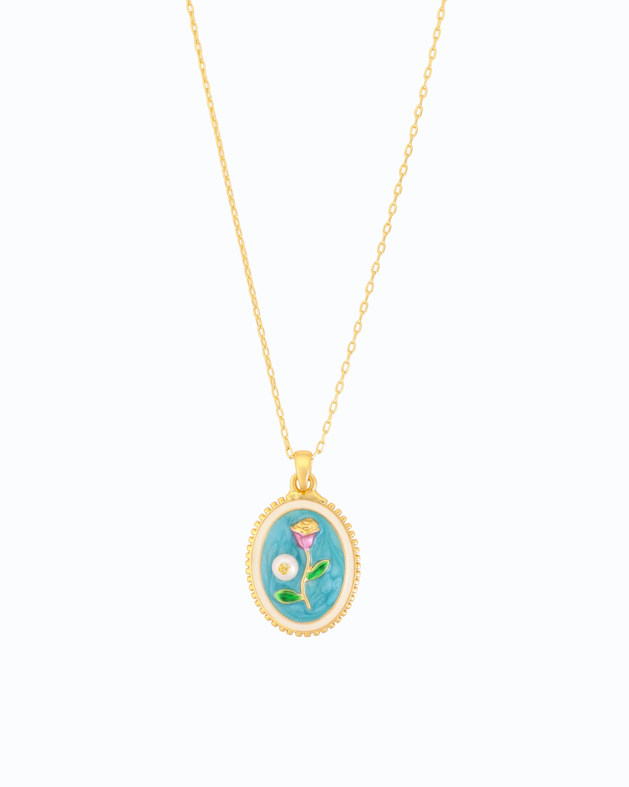 Rose on a Sky Pearl Pendant with Chain | Flawnt Jewelry