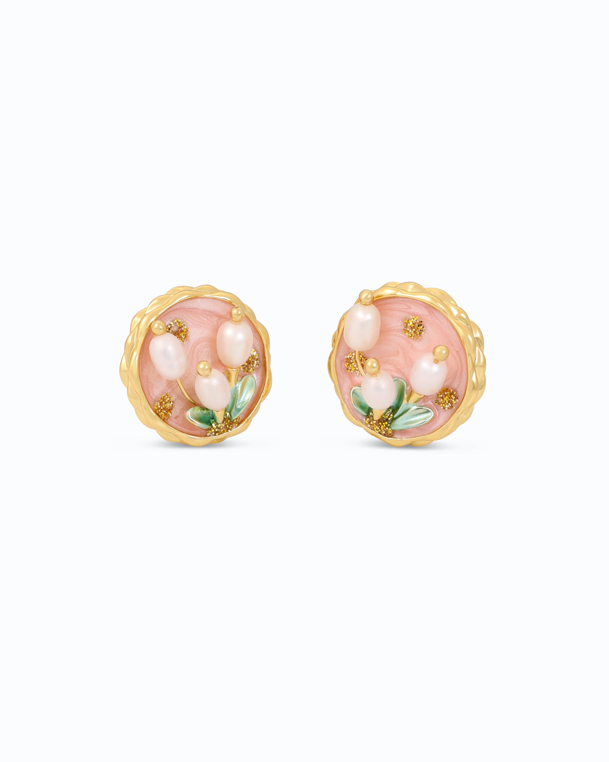 Pearl Twig Soft Pink Ear Studs