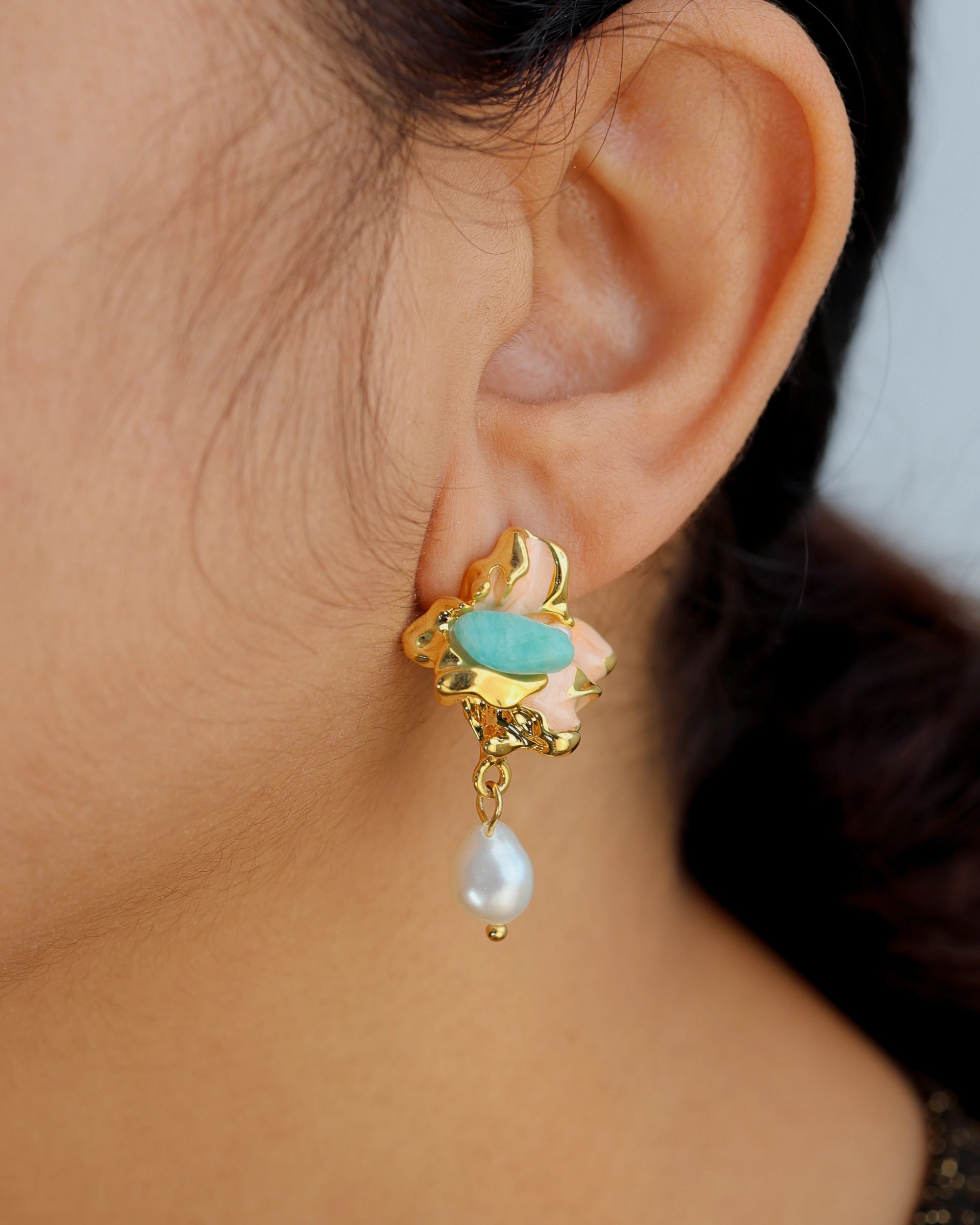 Origami Pearl Dangle - Pink hover