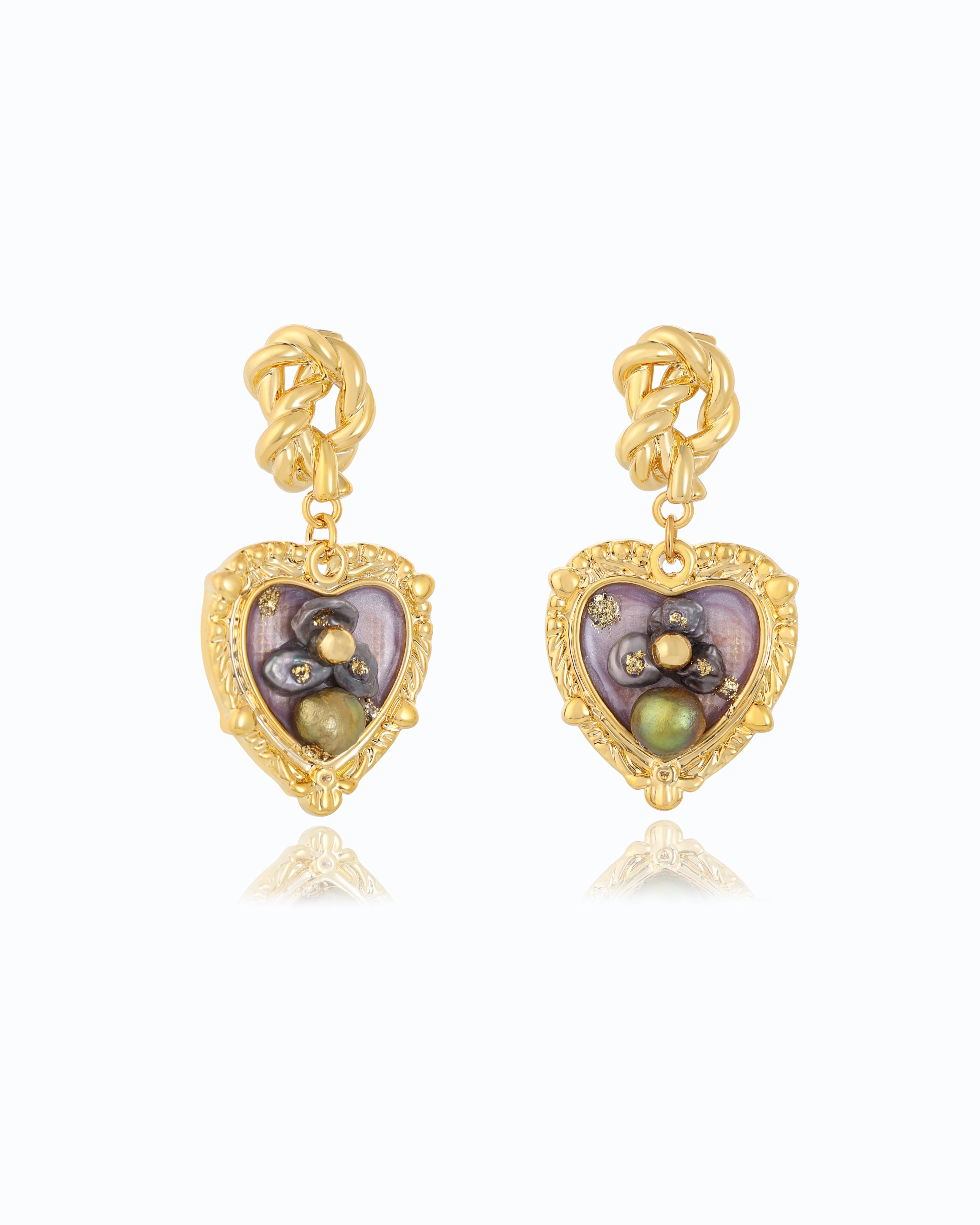 Renaissance Heart Pearl Dangle Earrings – Imported from Hong Kong