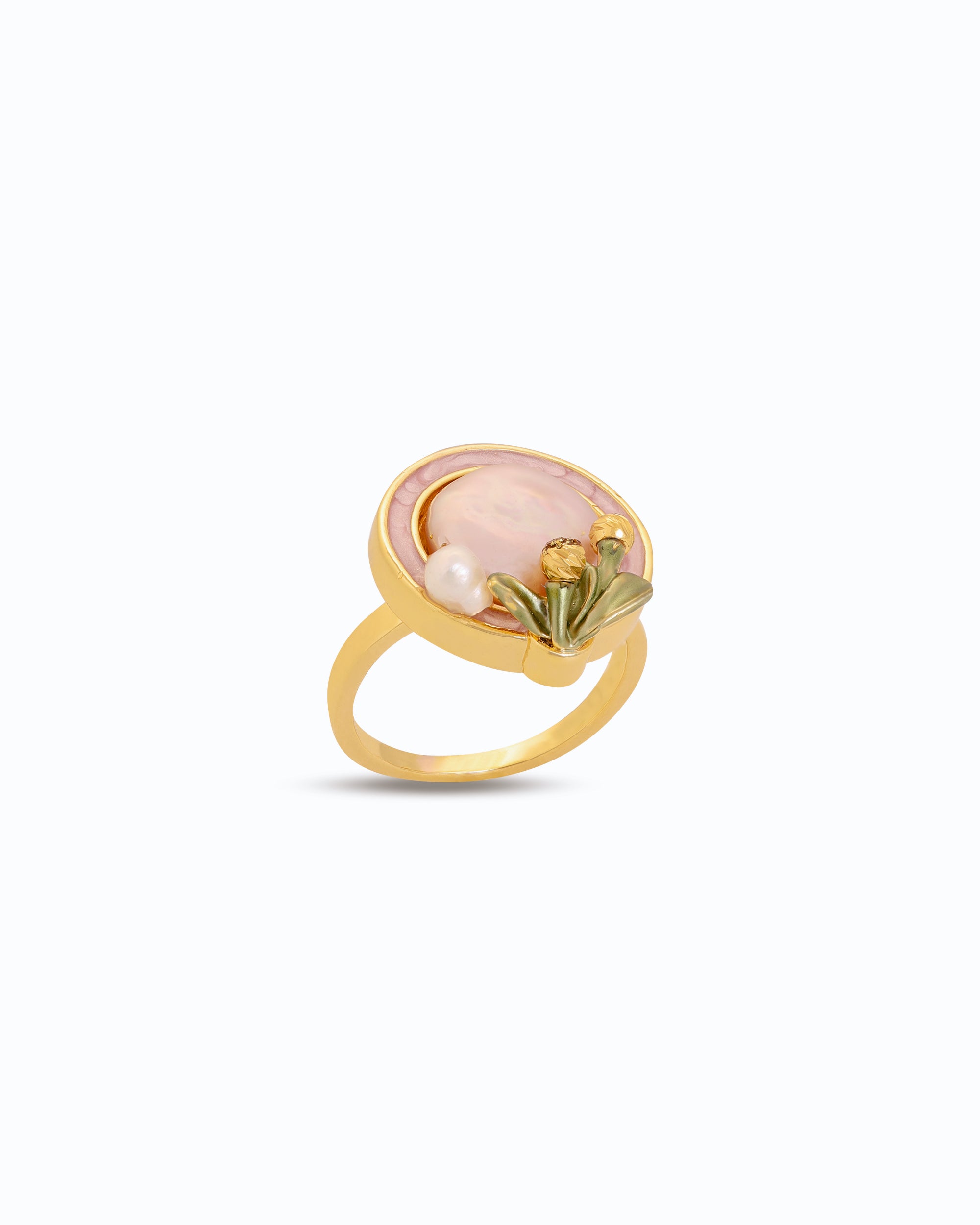 Mother of Pearl Adjustable Ring | 18K Gold & Freshwater Pearl