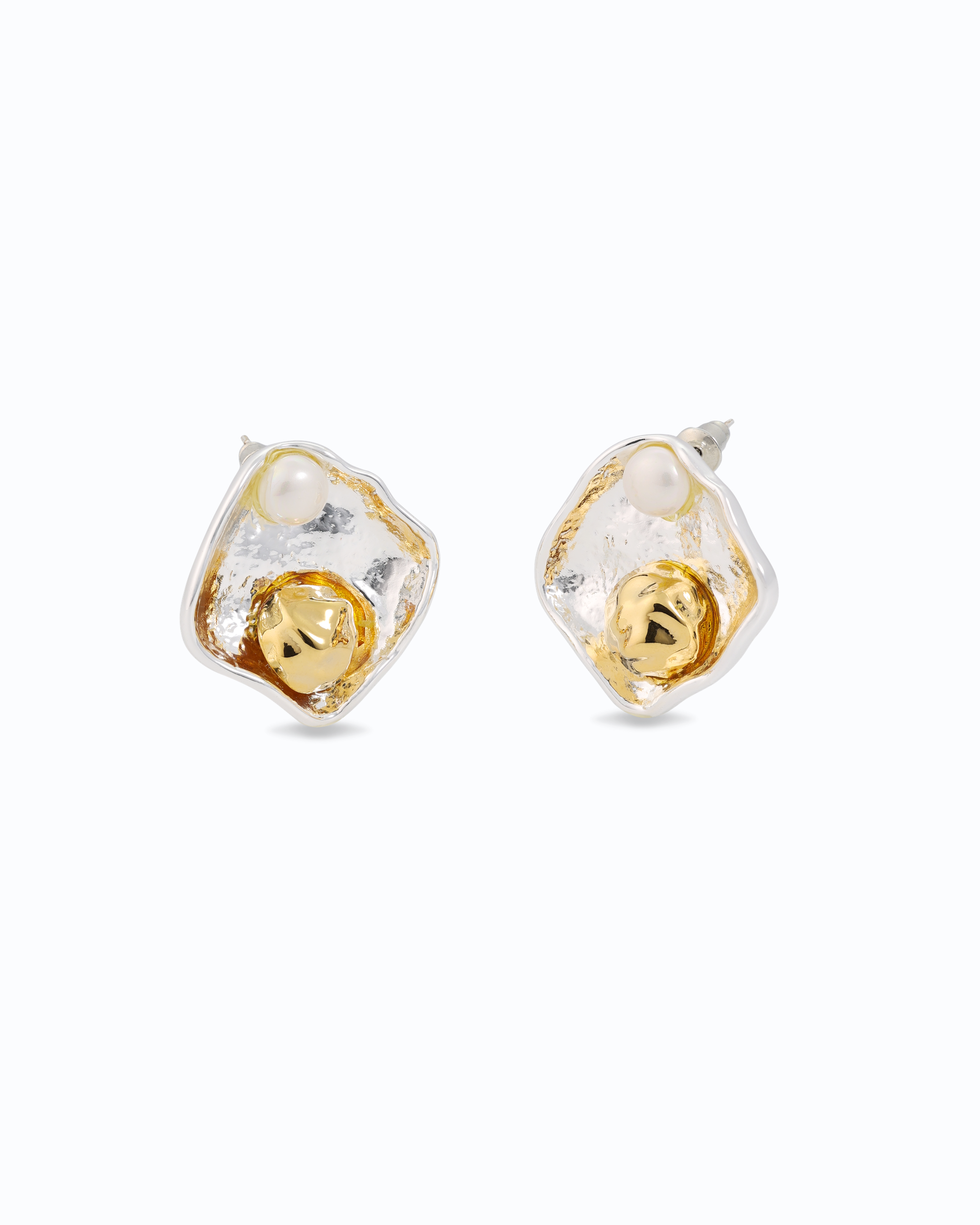 Silver Shell with Gold & Pearl Ear Studs