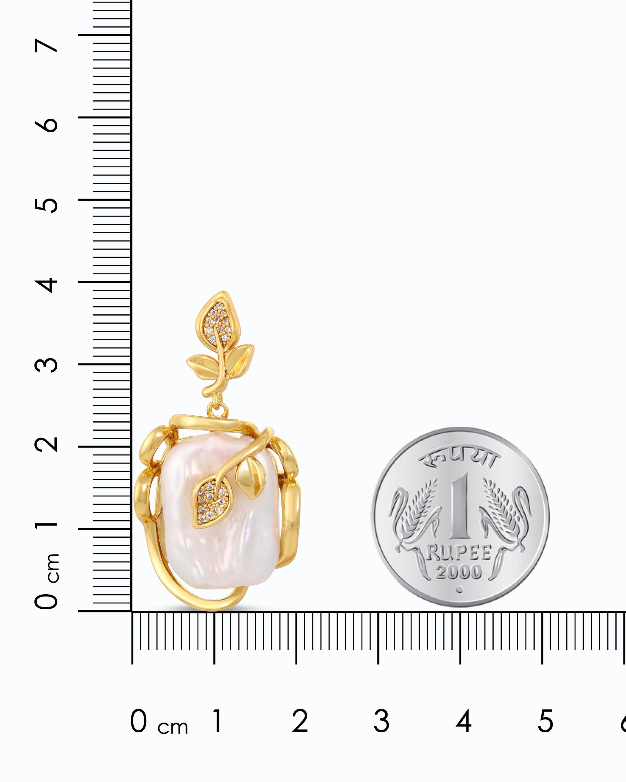 French baroque pearl in Cage ear dangles