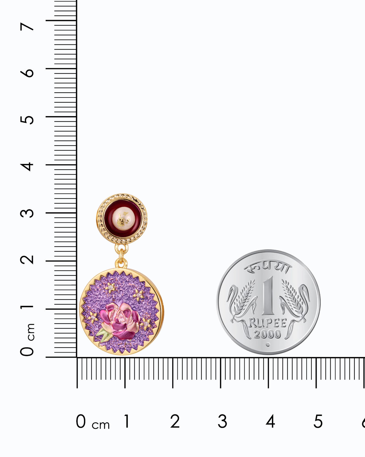 Intricate Rose in Purple Pearl Dangle (Deep Purple)
