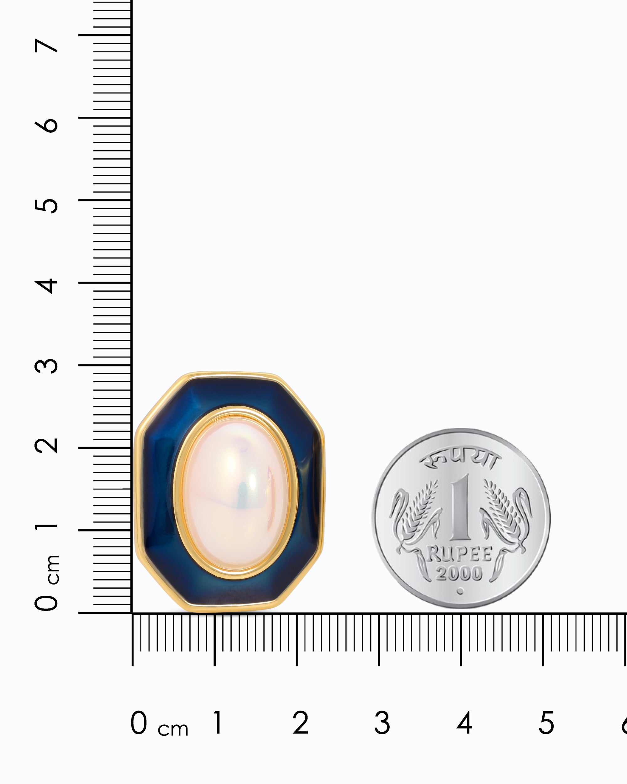 Deep Blue Shijia Pearl Ear Studs