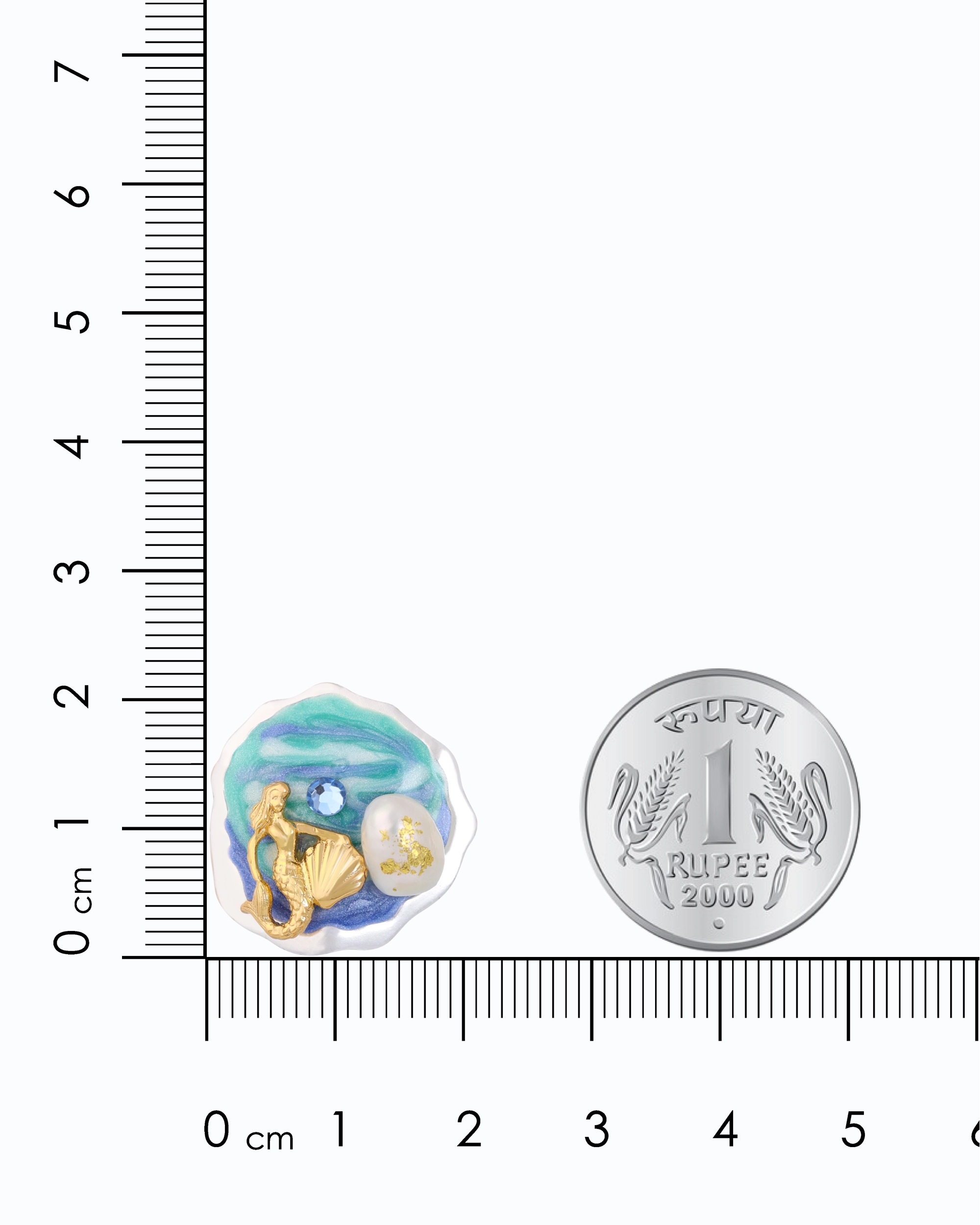 Mermaid on Beach Pearl Ear Studs