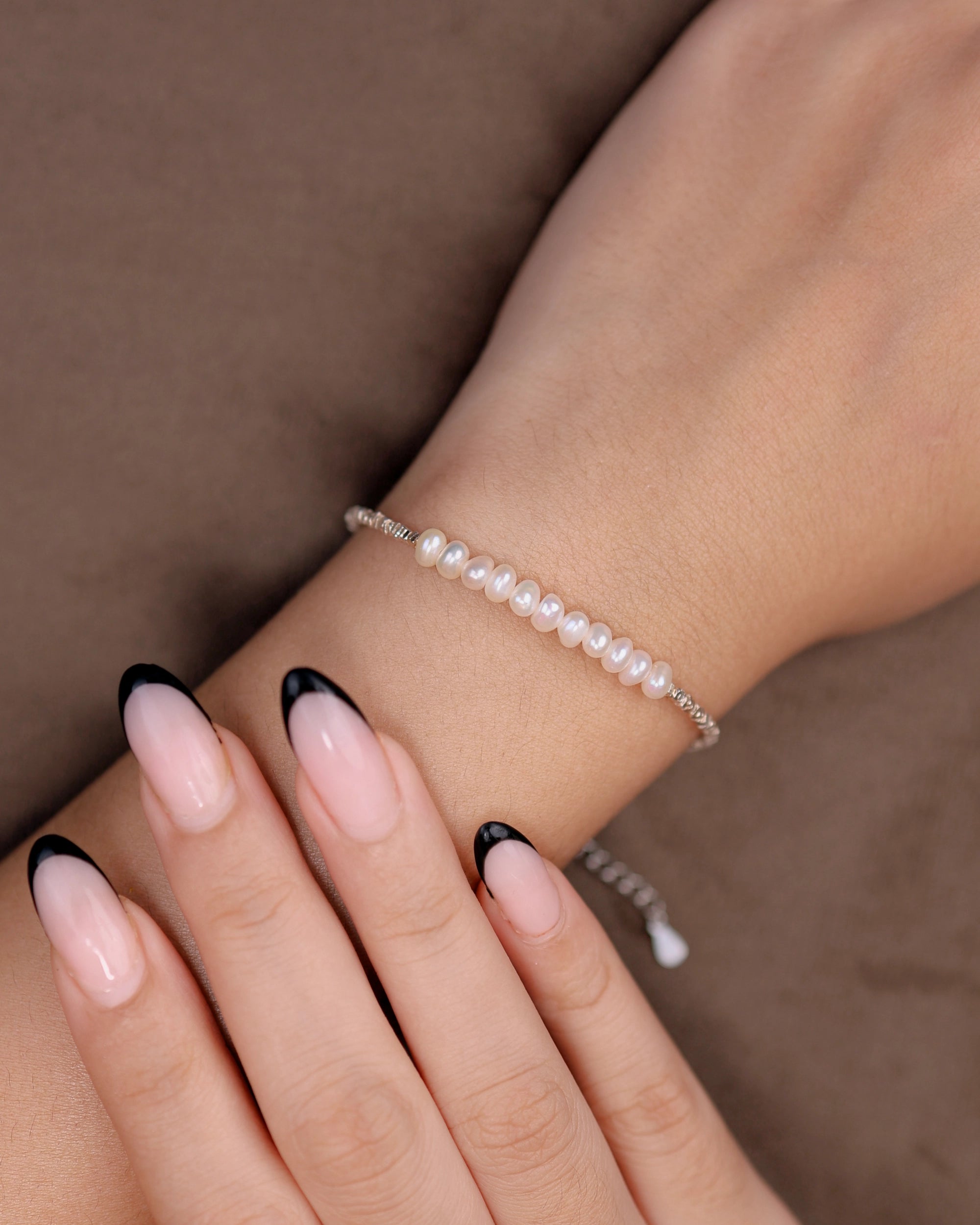Stacked Pearl in 925 Silver cubes Bracelet