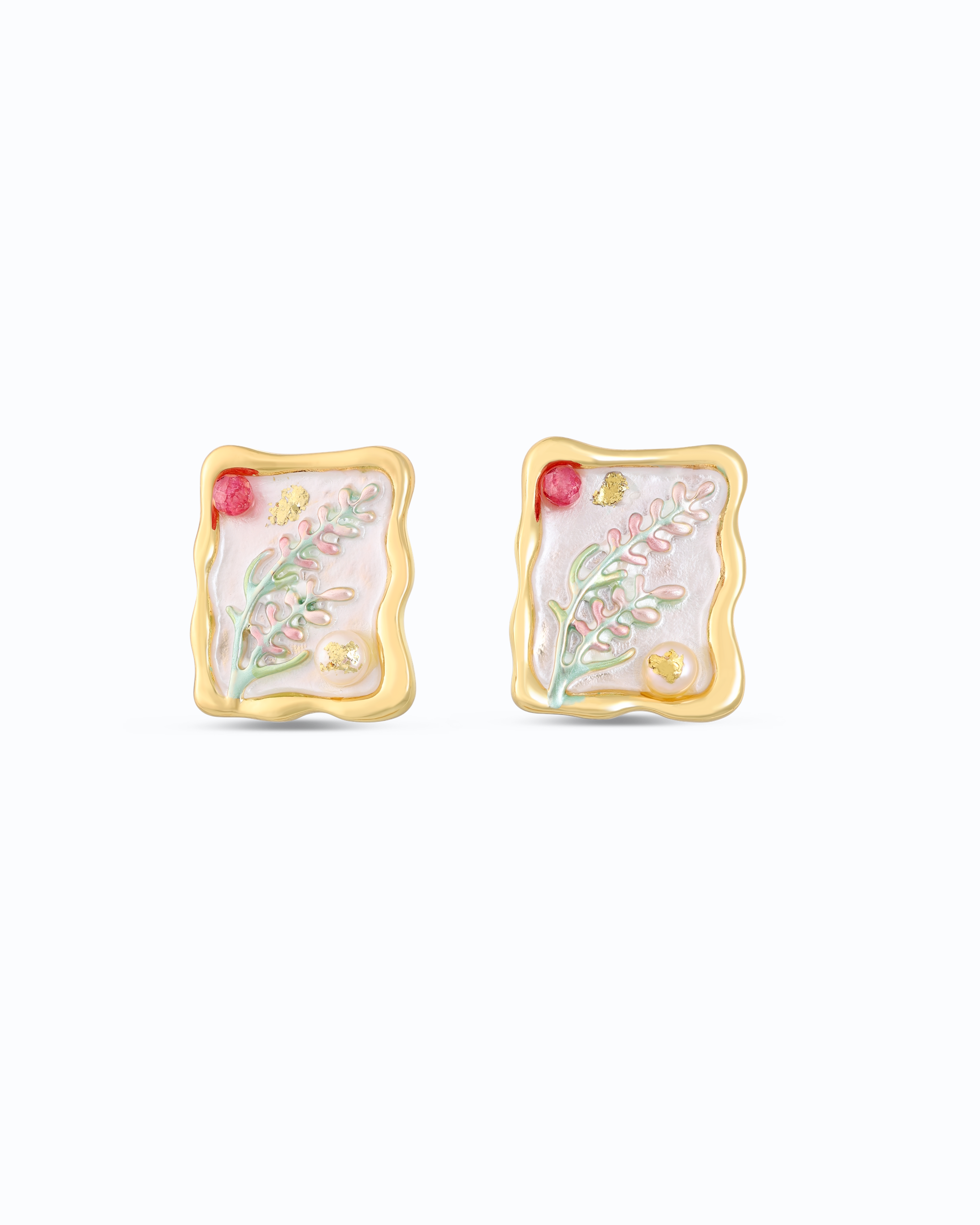 White Fern Pearl Ear Studs