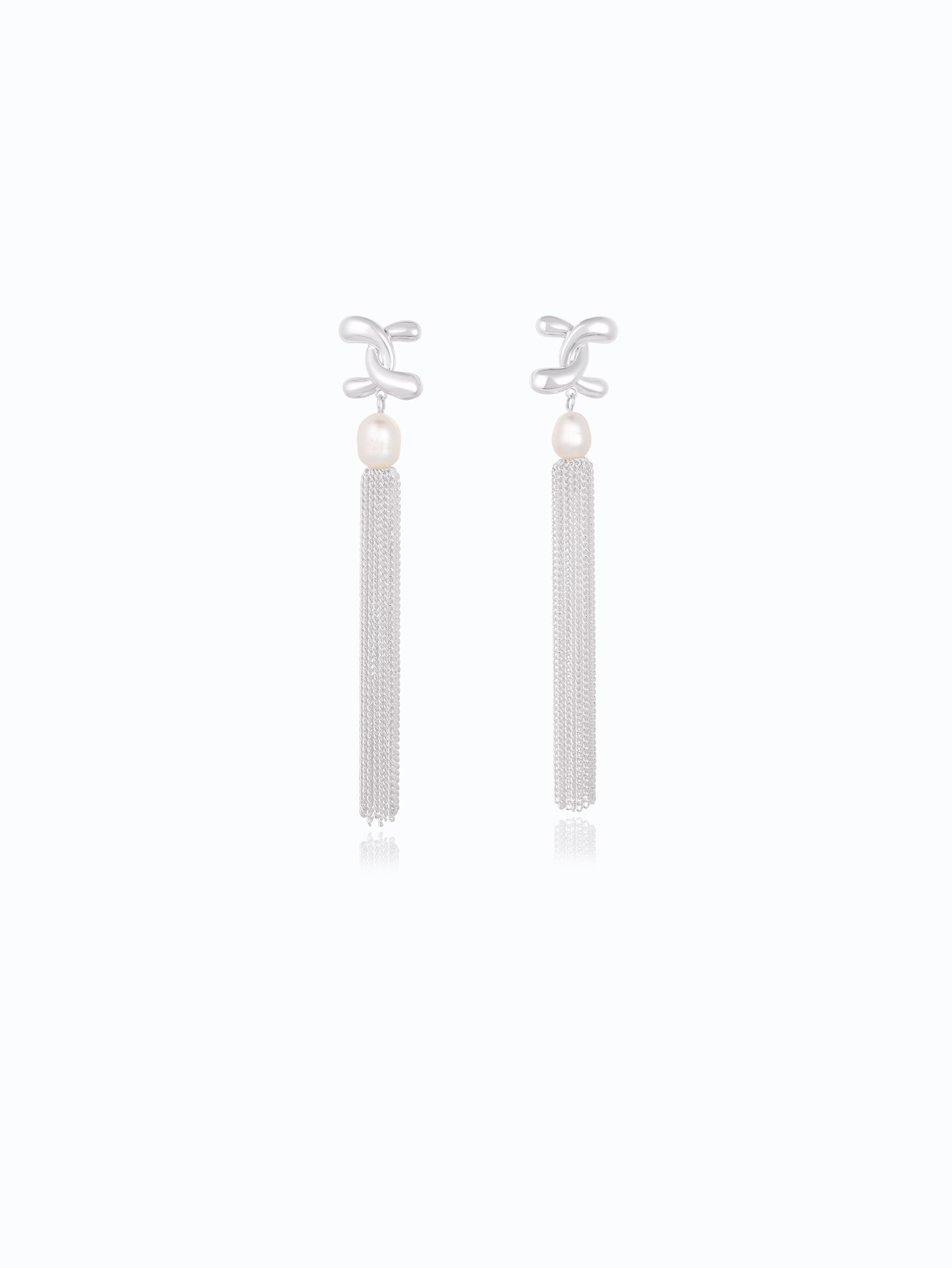 Imported Silver Dangle Earrings with Pearl | Luxury Jewelry Gift