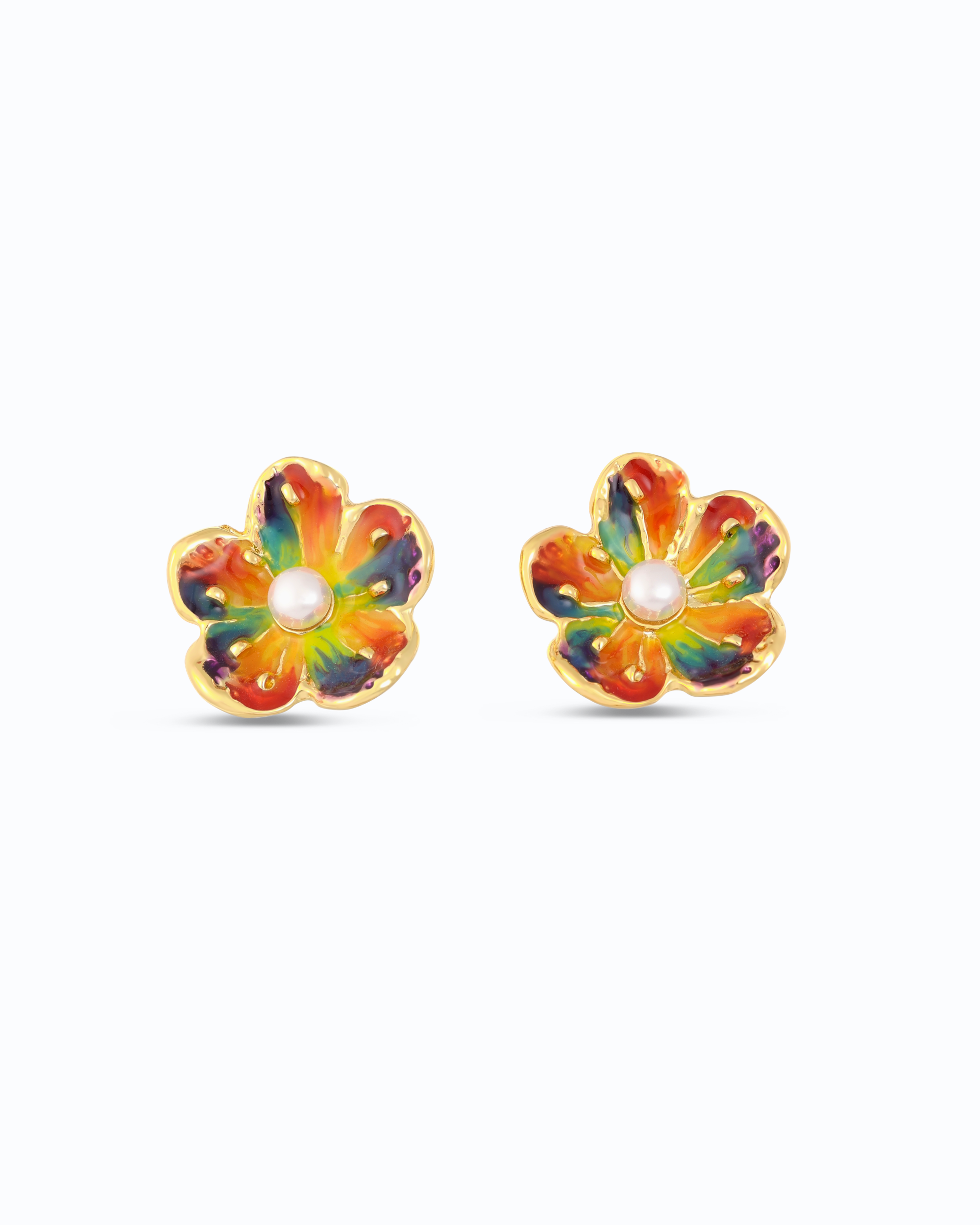 Big Flower Pearl Ear Stud