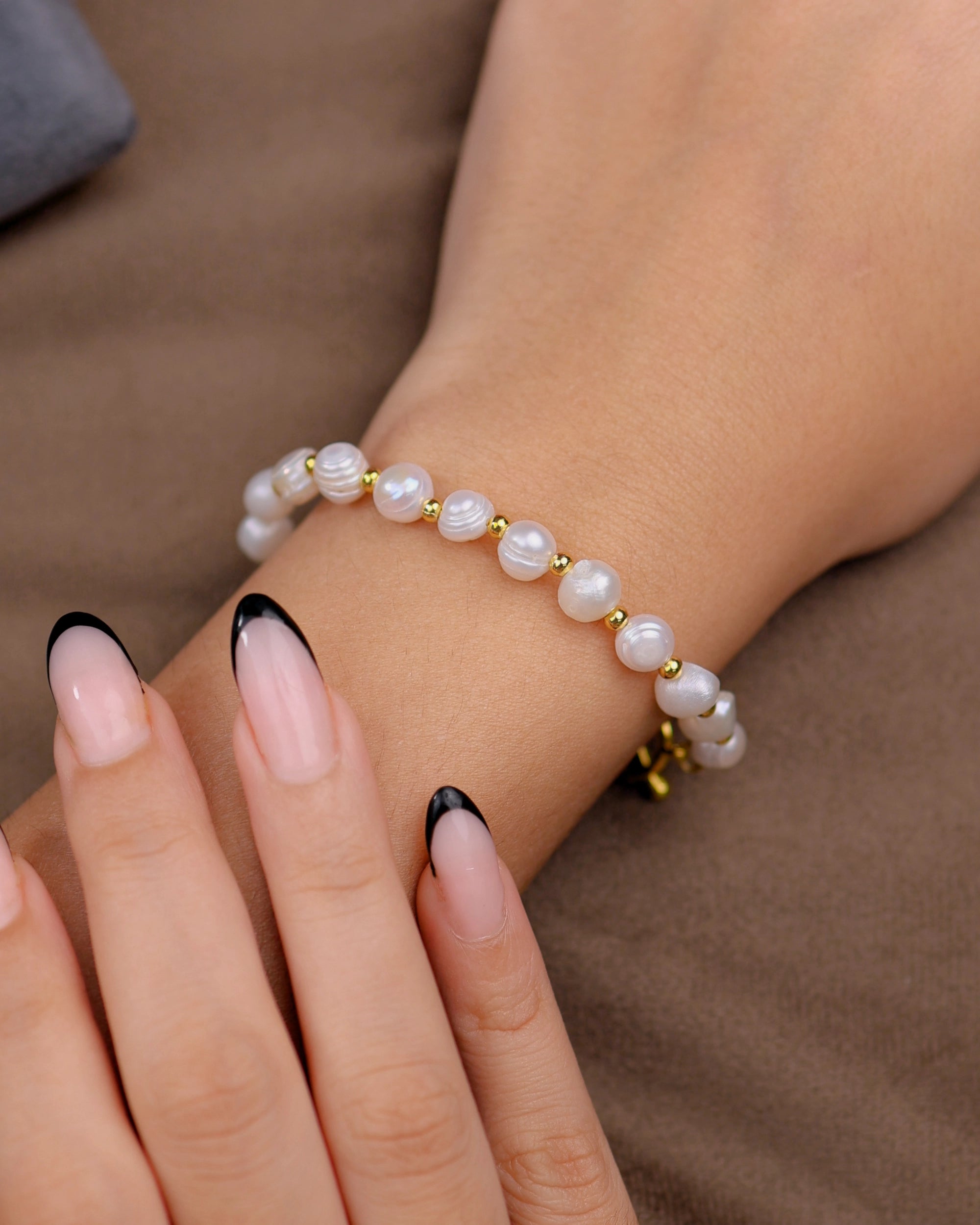 White Pearls with Coin Bracelet hover