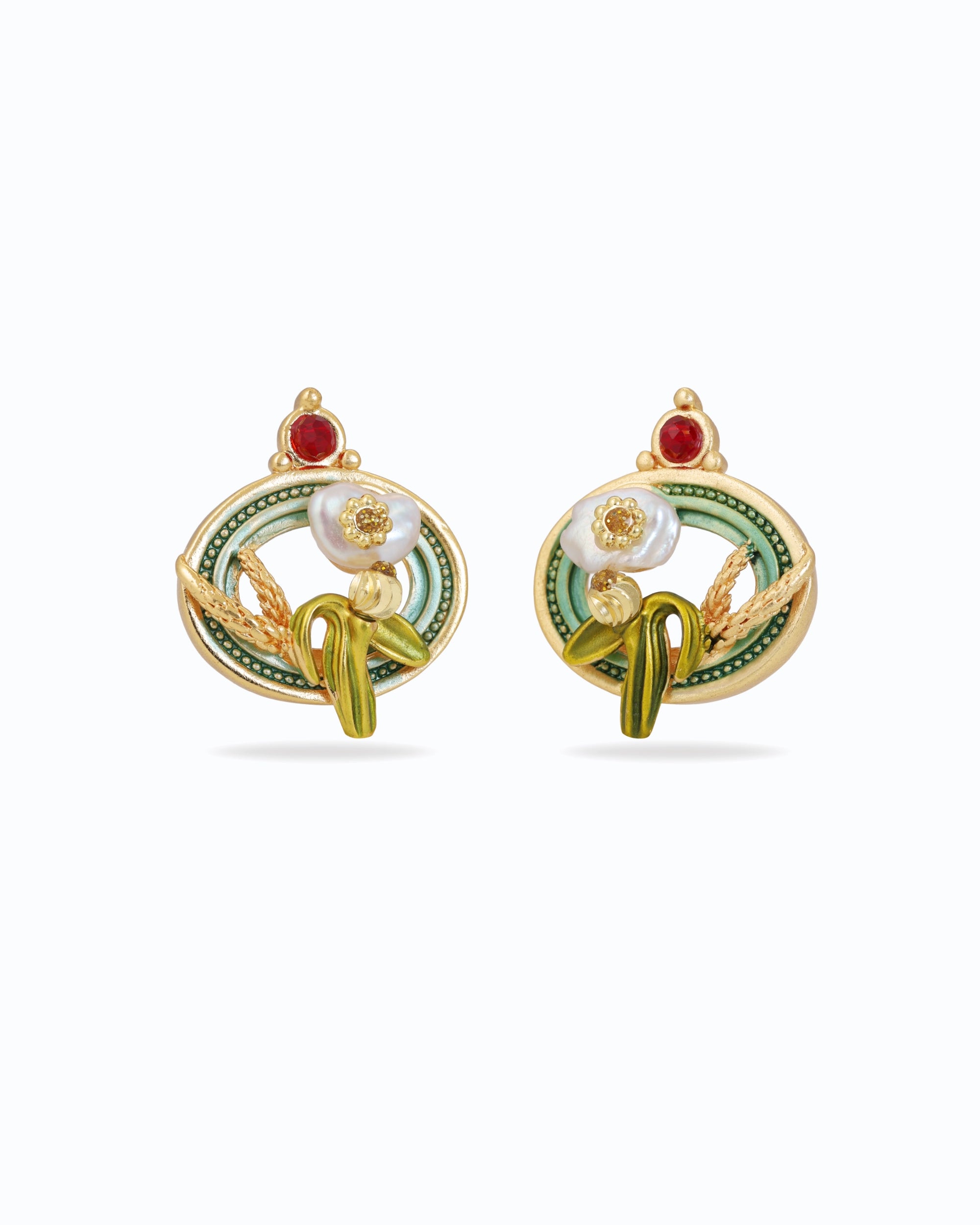Artistic Flower Tulips Pearl Studs
