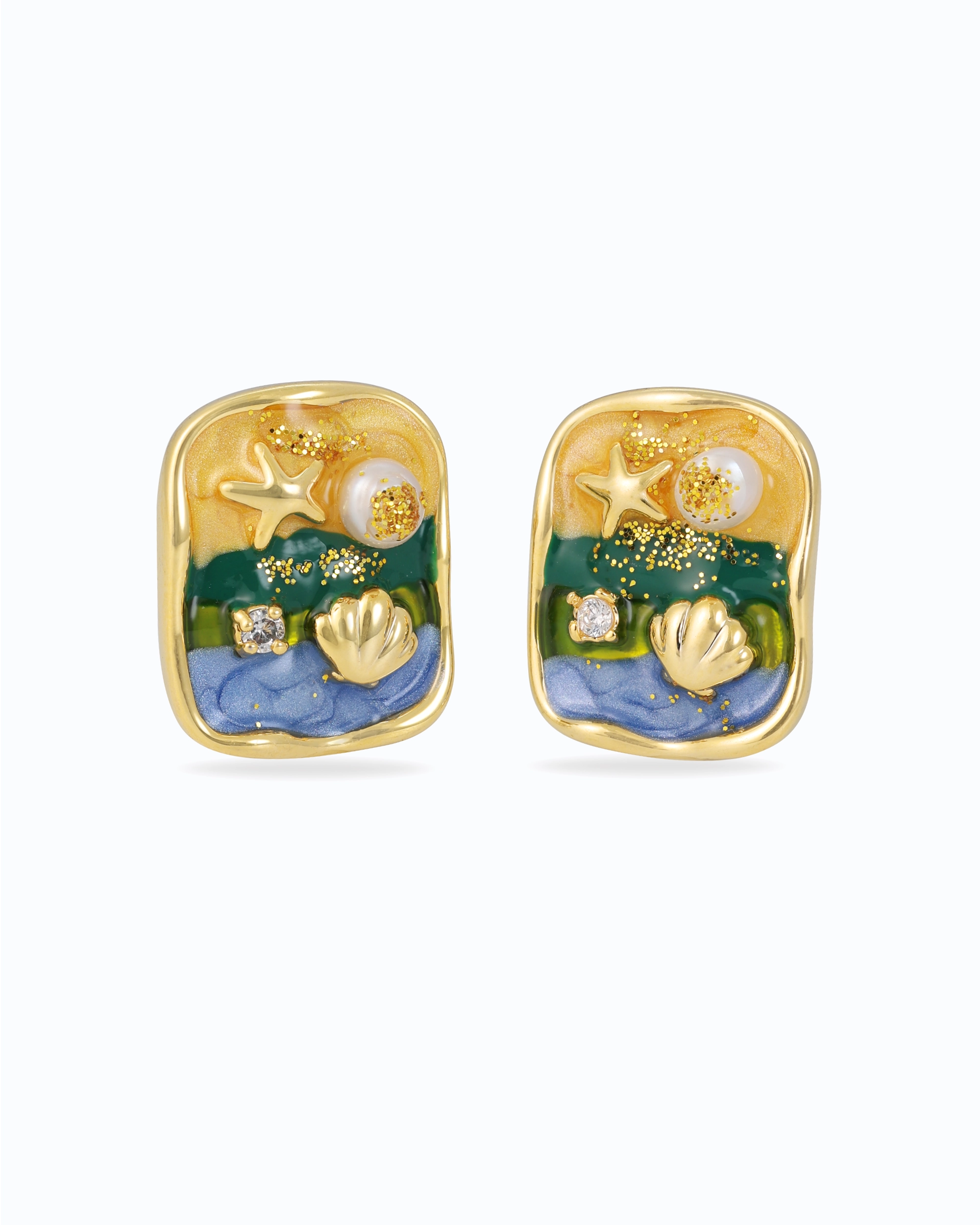 Hues of Ocean Pearl Ear Studs