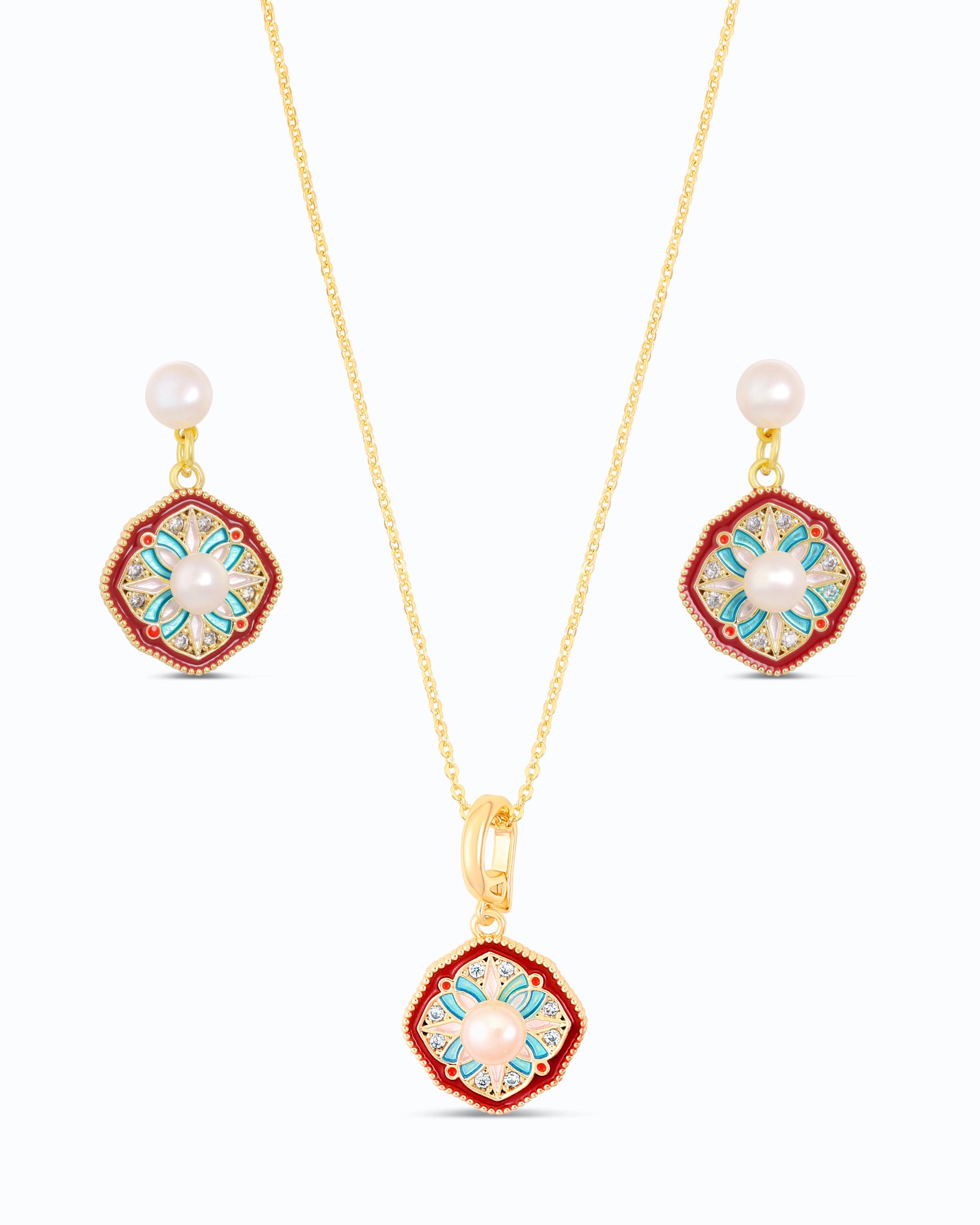 Dainty Kaleidoscope Pearl Pedant Set