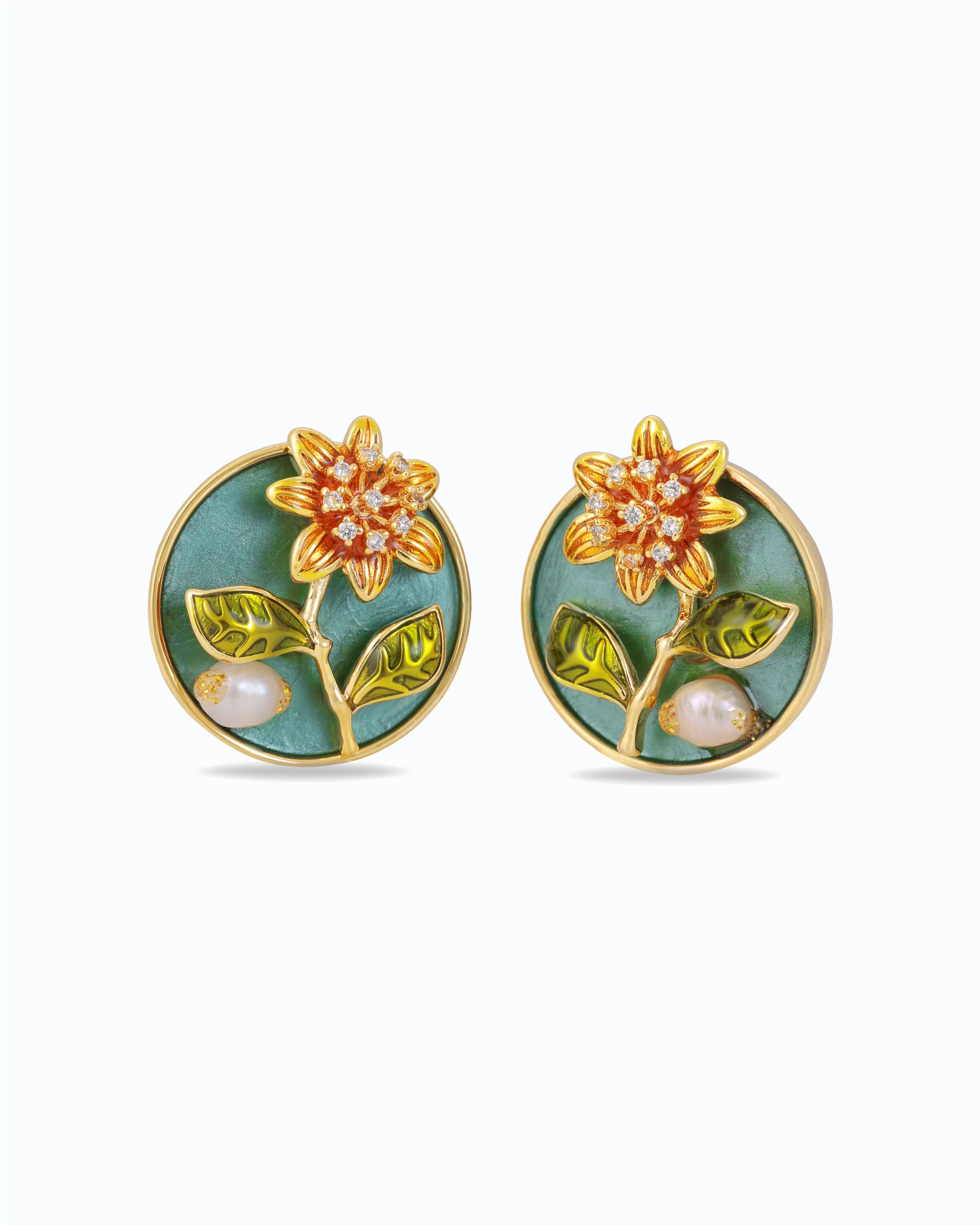 Golden Daybreak Pearl Ear Studs