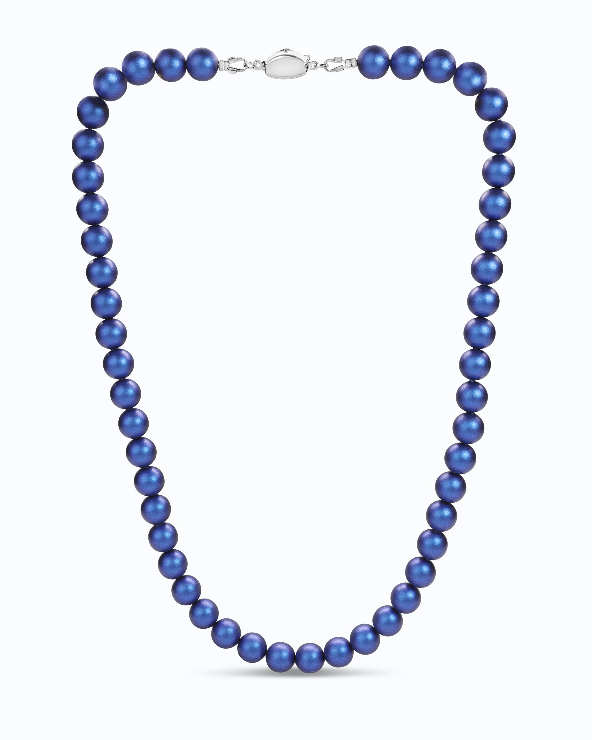 Iridescent Blue Pearl Necklace Strand - Matte