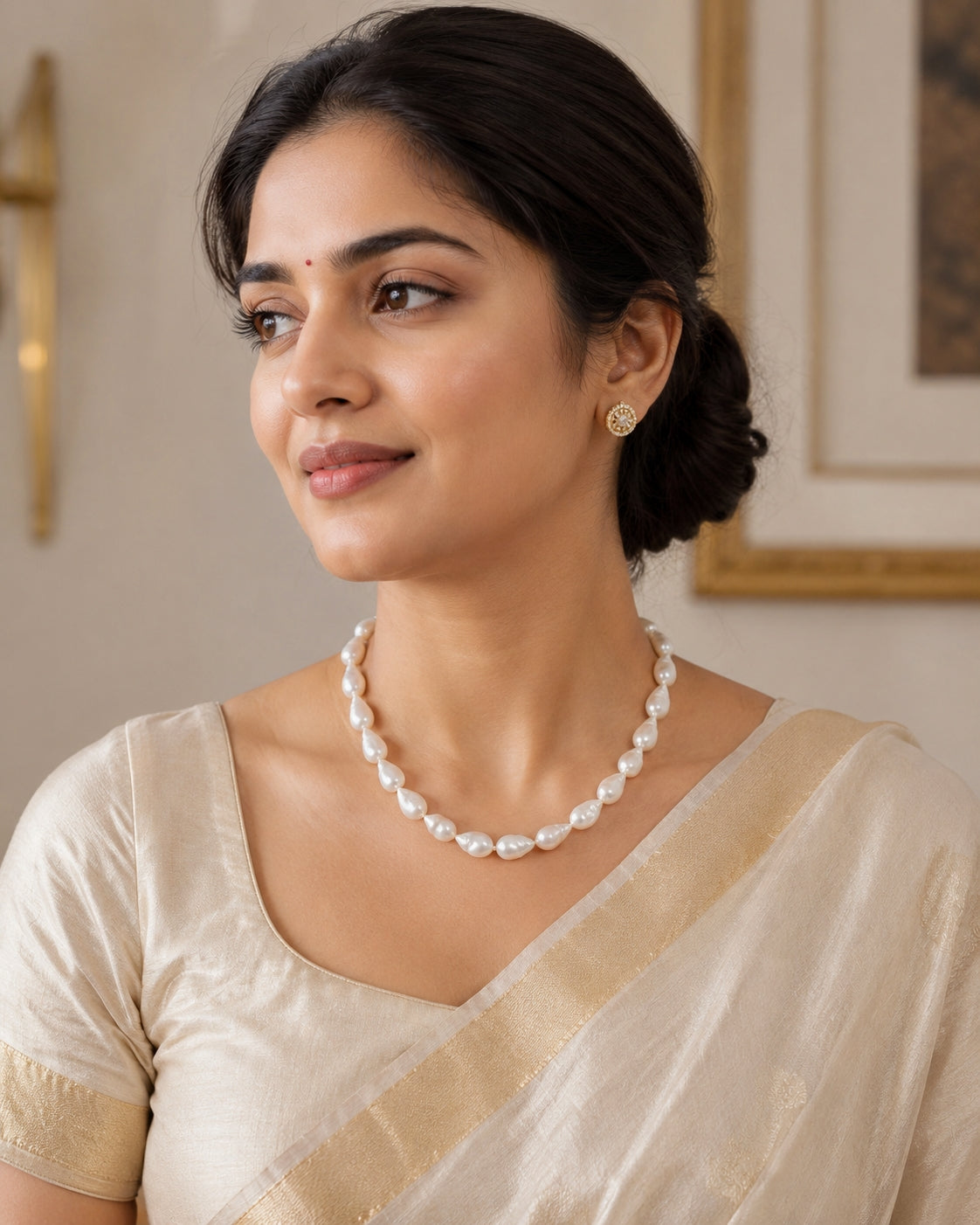 Certified Baroque Pearls Necklace (Pearl White)