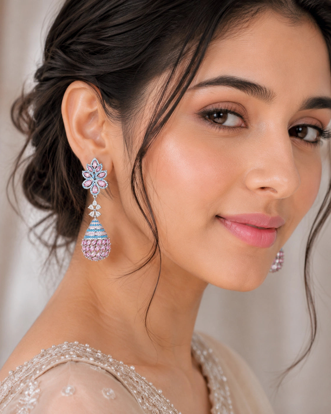 Pink Azure Rhinestones Dangle