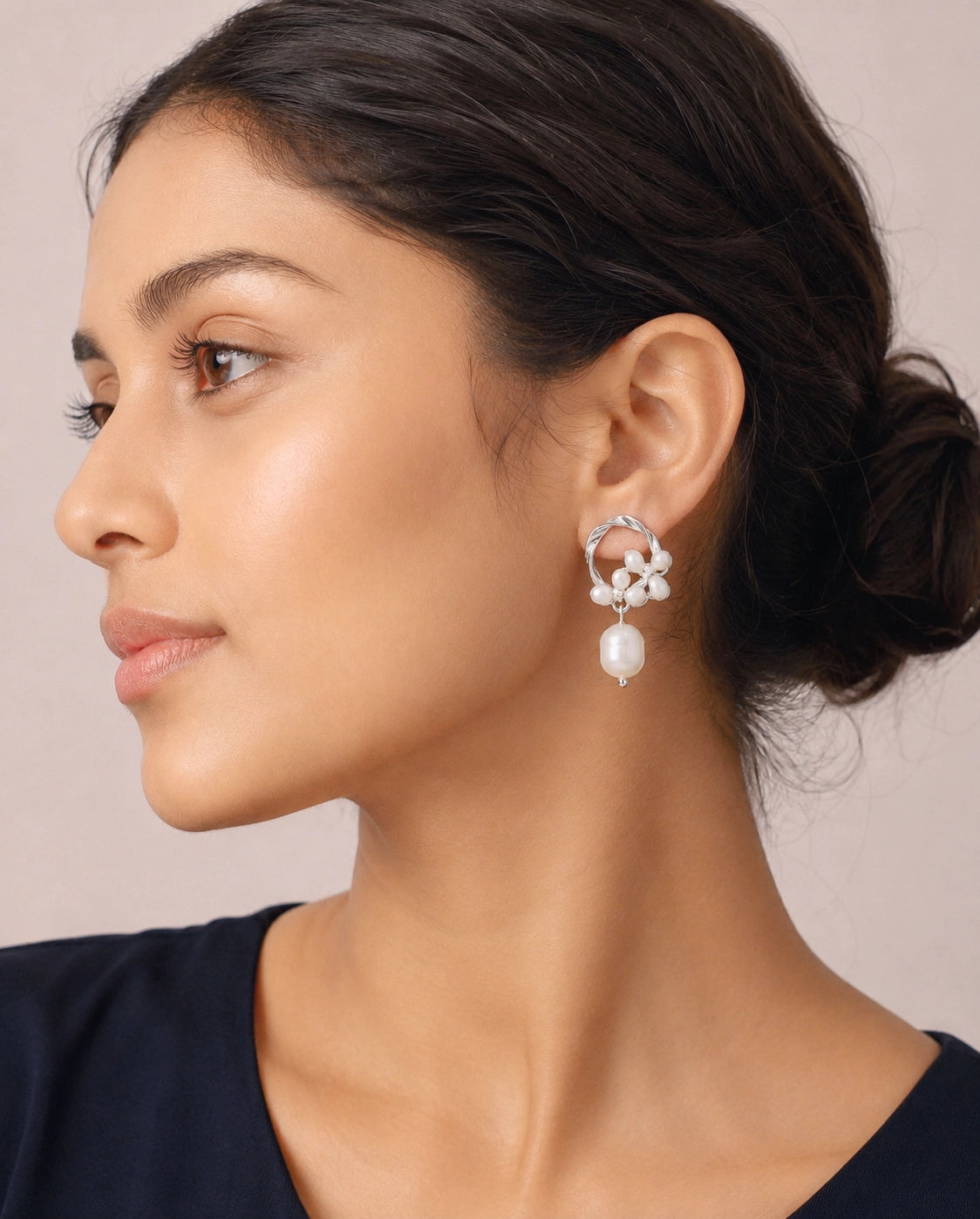 Mobius Pearl Dangle - Silver