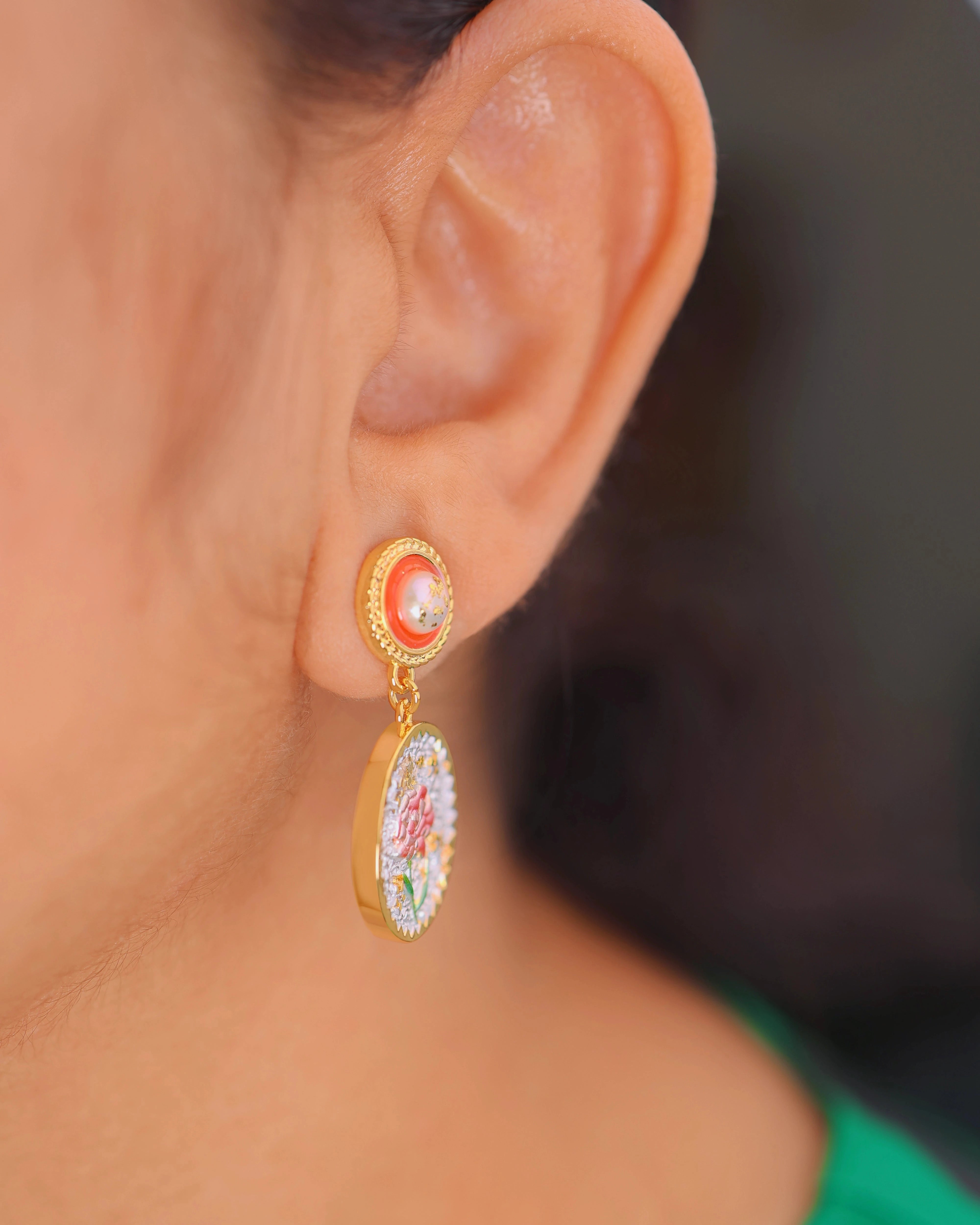 Intricate Light Blue Pearl Dangle hover