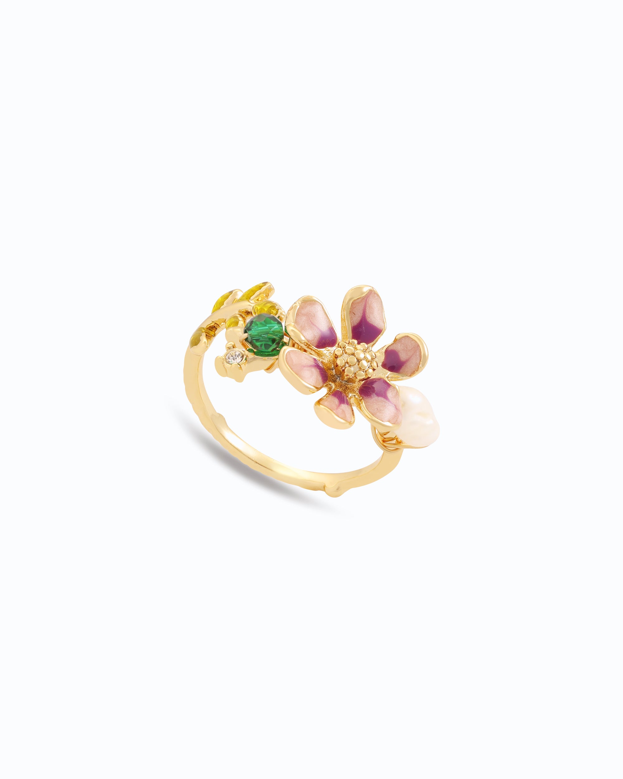 Floral Crown Pearl Ring Adjustable | Flawnt Jewelry 