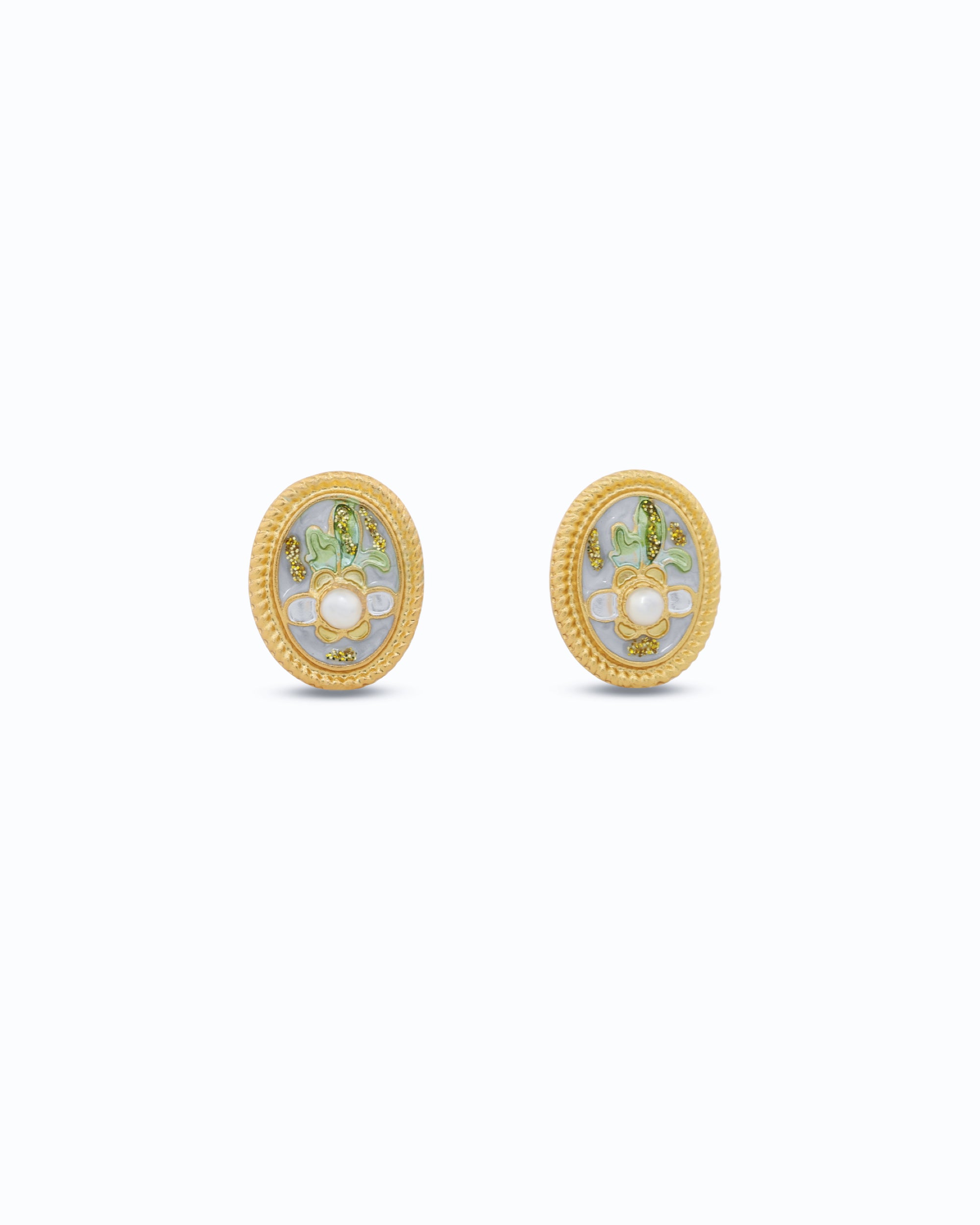 Oval Blue - Clip On Pearl Stud Earrings – Premium 18K Gold Jewelry