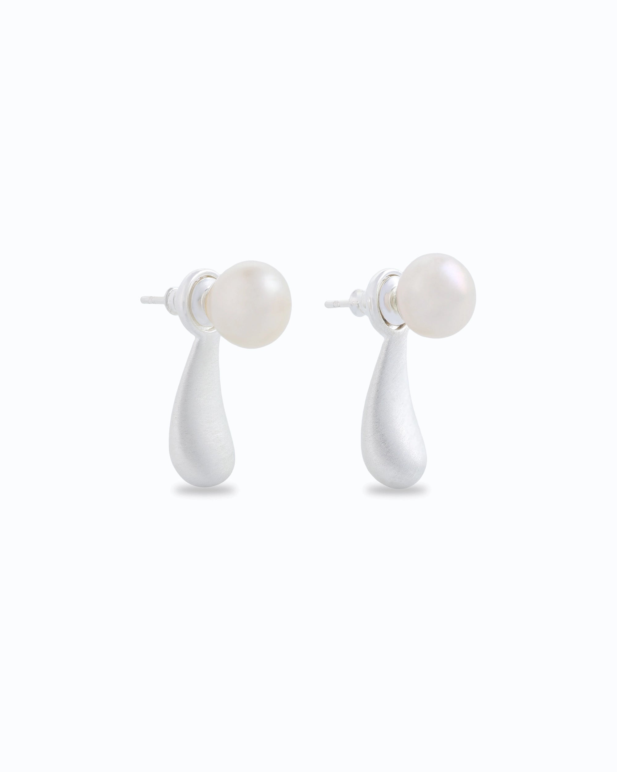 Pearl Drop Ear Studs Silver