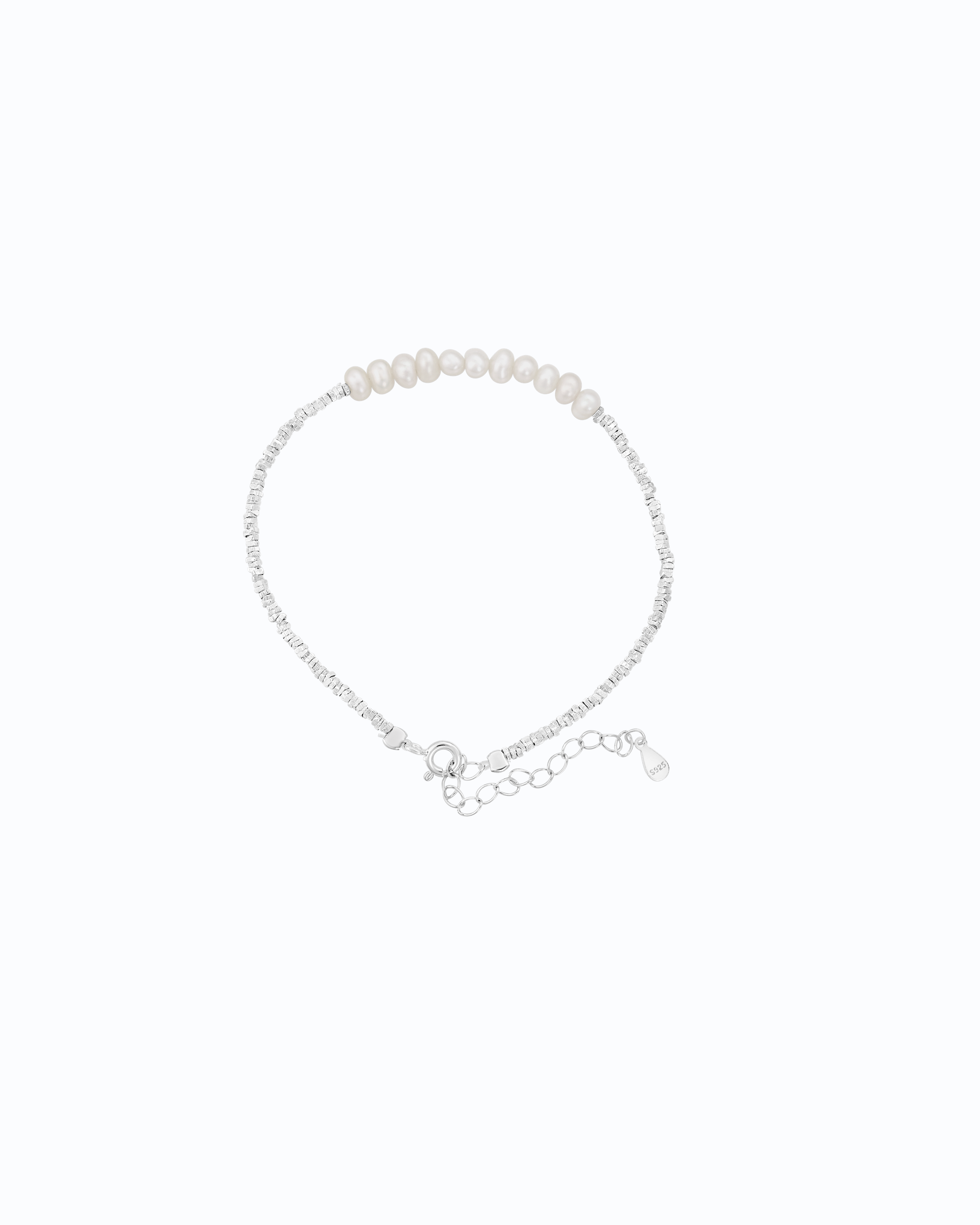 Stacked Pearl in Silver cubes Bracelet