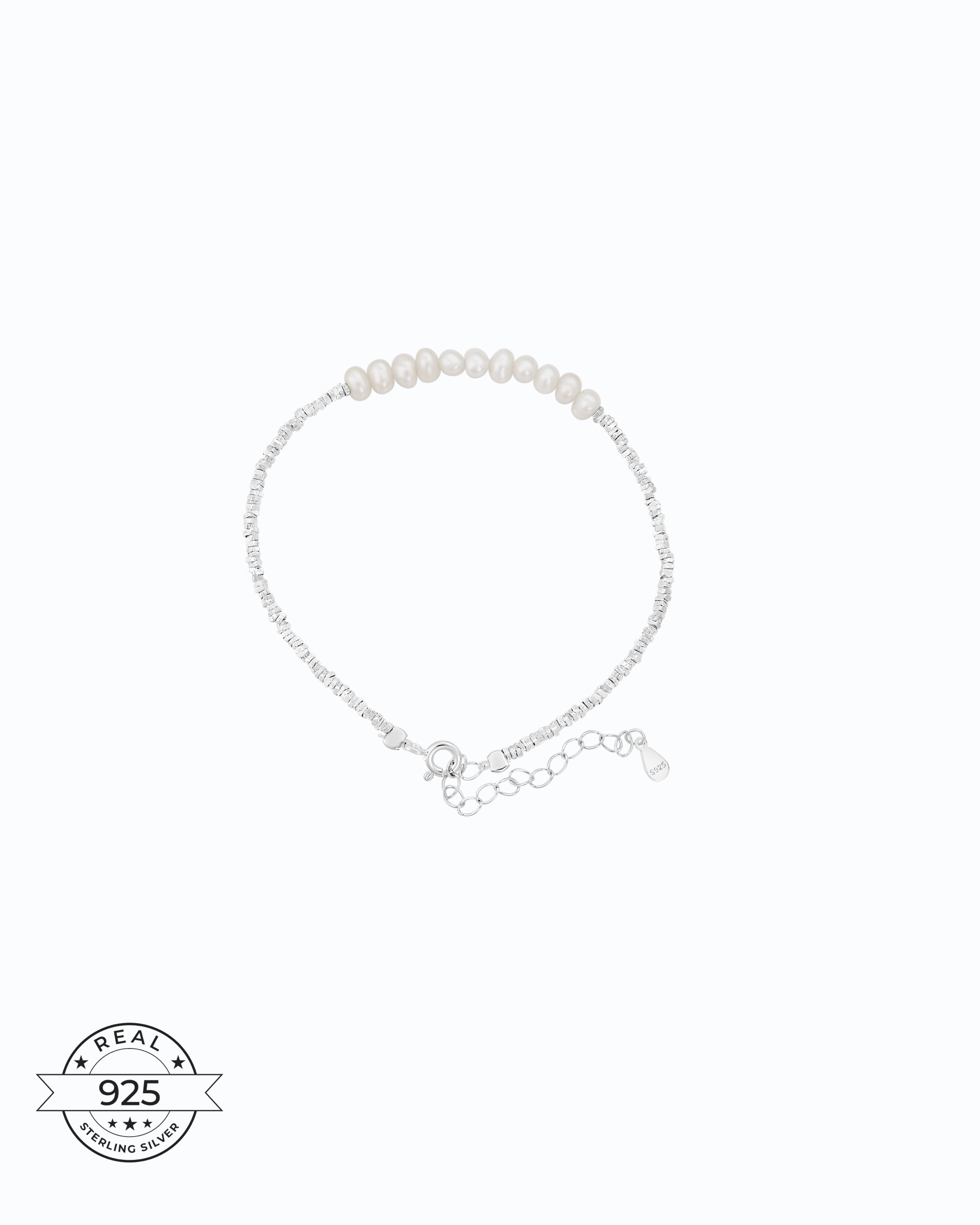 Stacked Pearl in 925 Silver cubes Bracelet