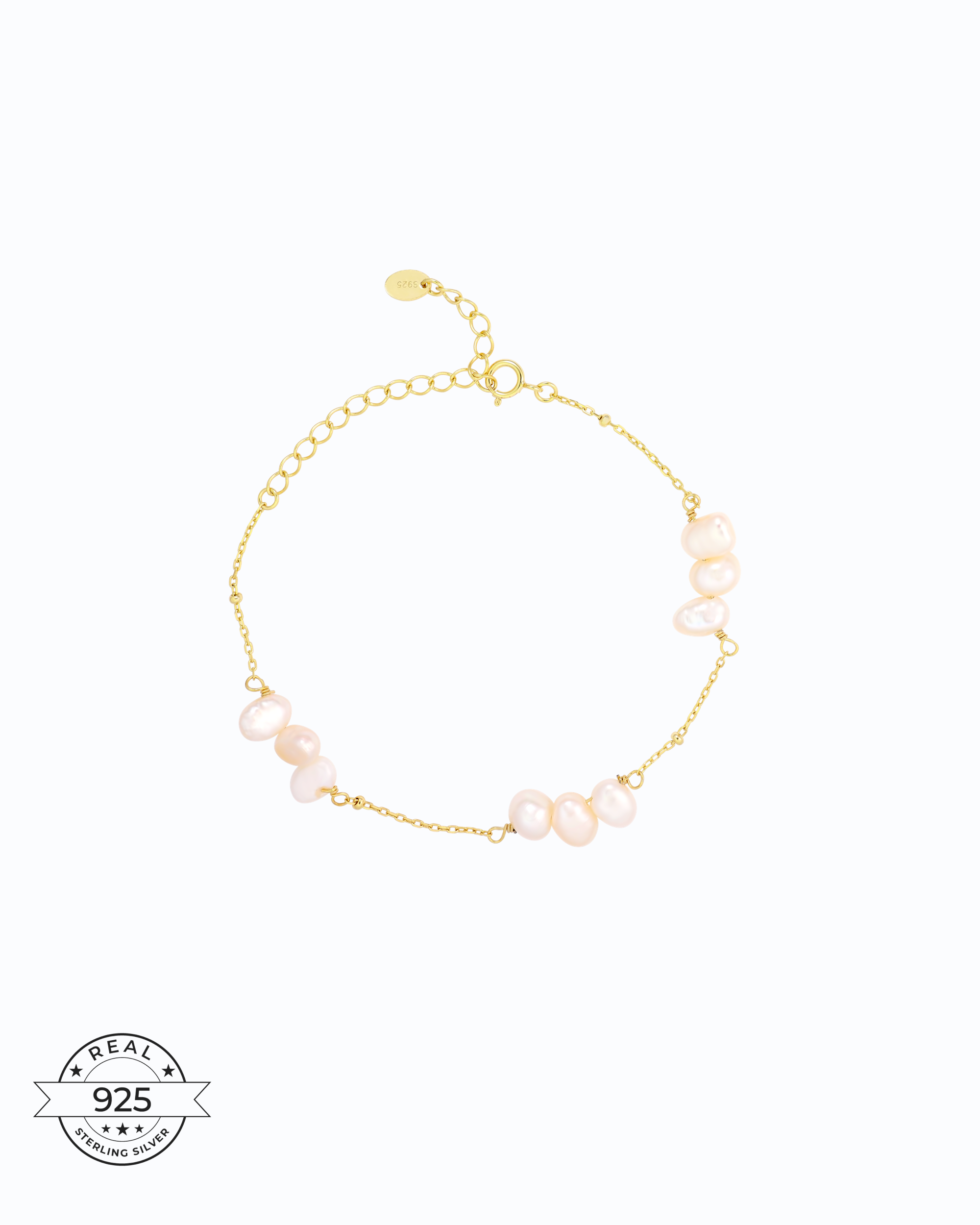 Enneagon Pearls 925 Silver (18K Gold Platted) Bracelet