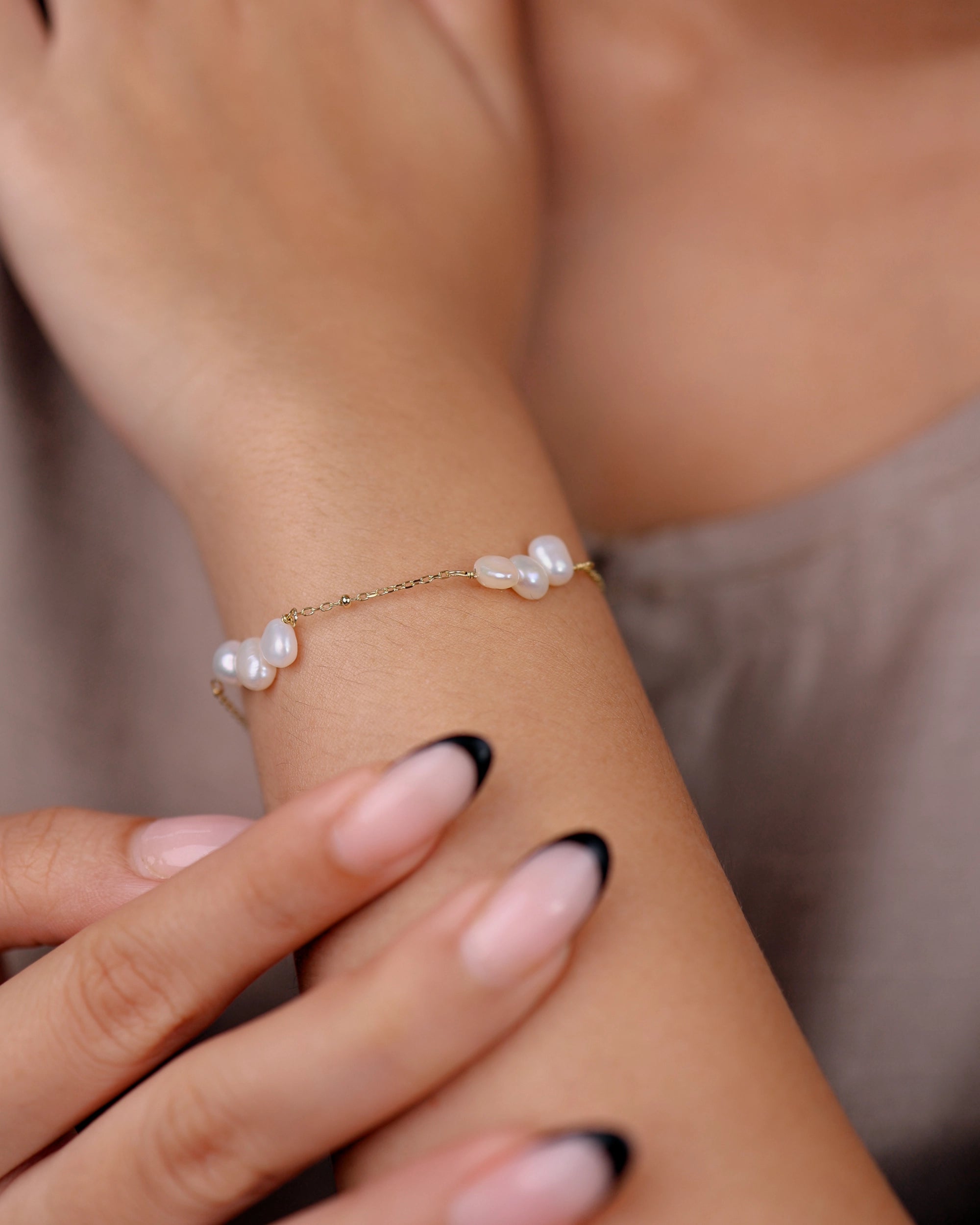 Enneagon Pearls 925 Silver (18K Gold Platted) Bracelet