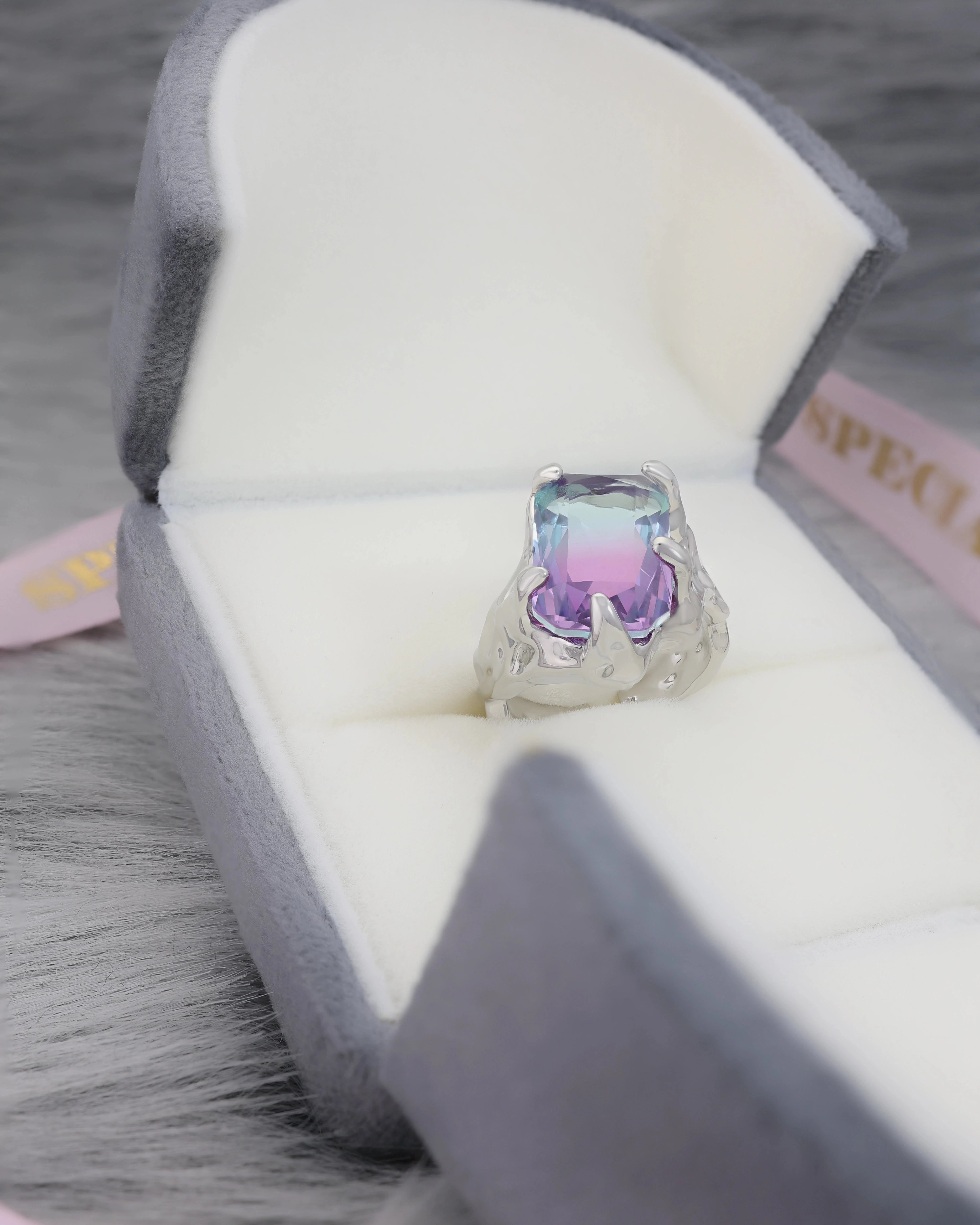 Refraction Blues - Adjustable Crystal Ring
