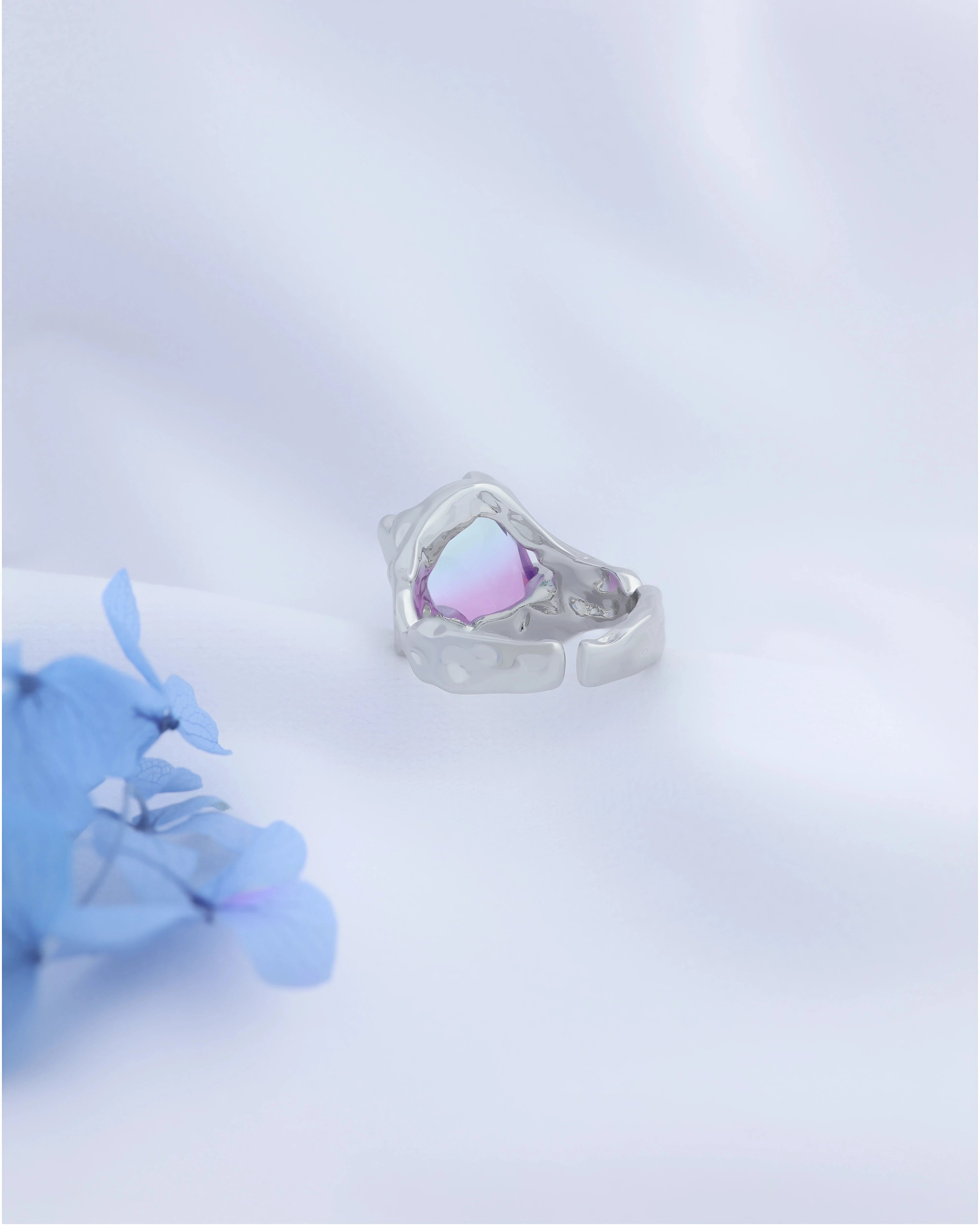 Refraction Blues - Adjustable Crystal Ring