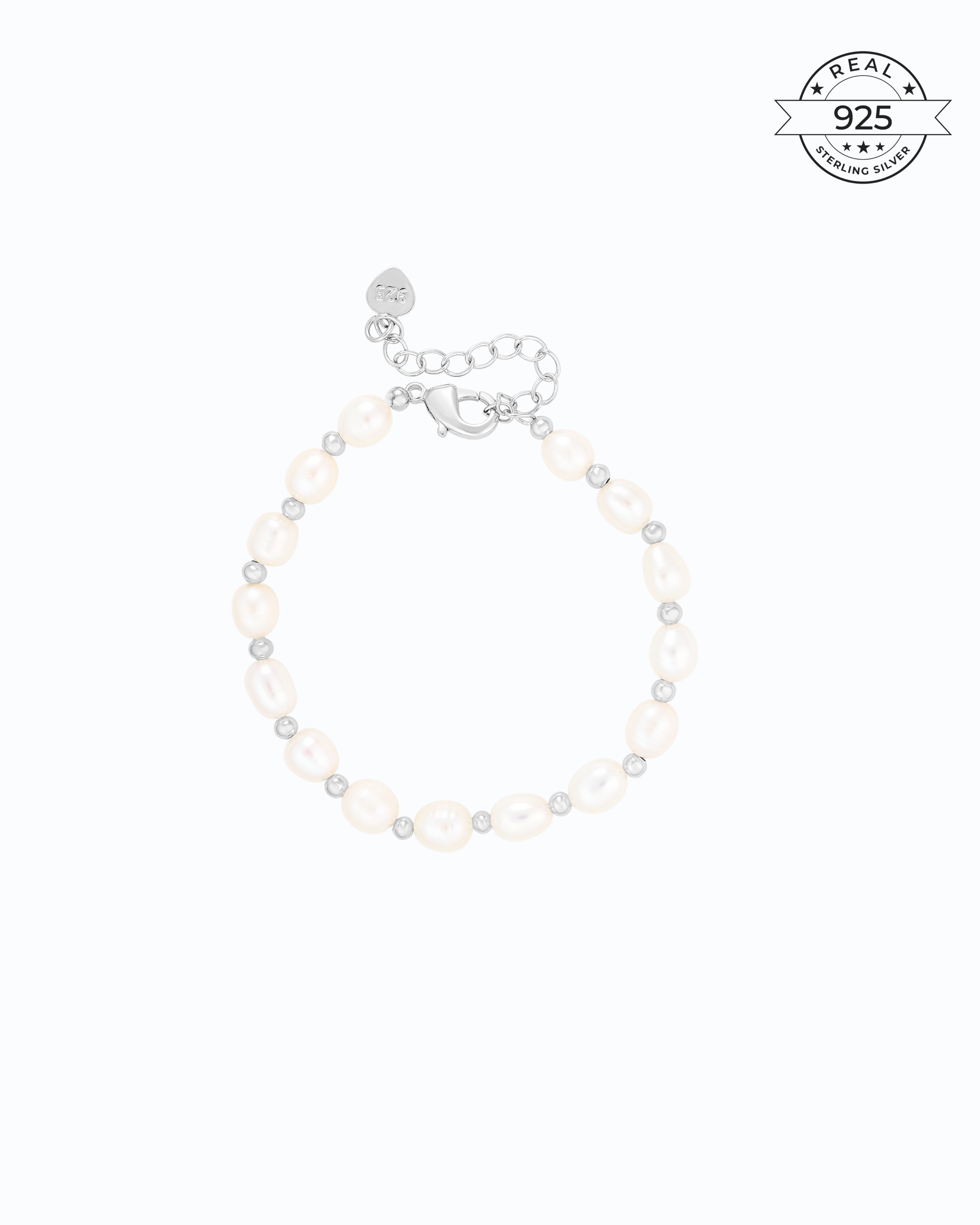 White Pearl in 925 Silver (Platinum Platted) bracelet
