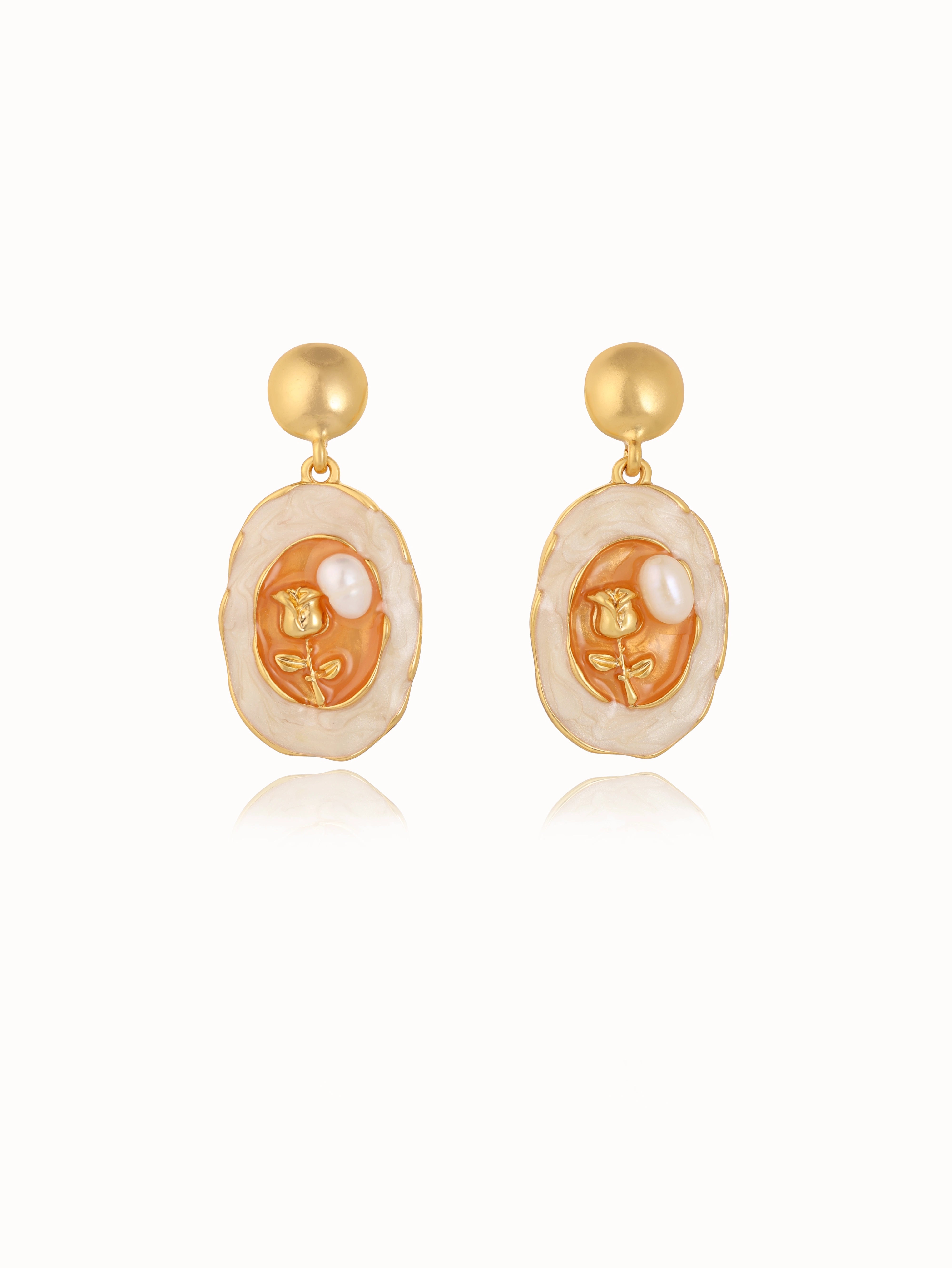 Pearl n Roses (White) Earrings – Unique Freshwater Pearl Jewelry