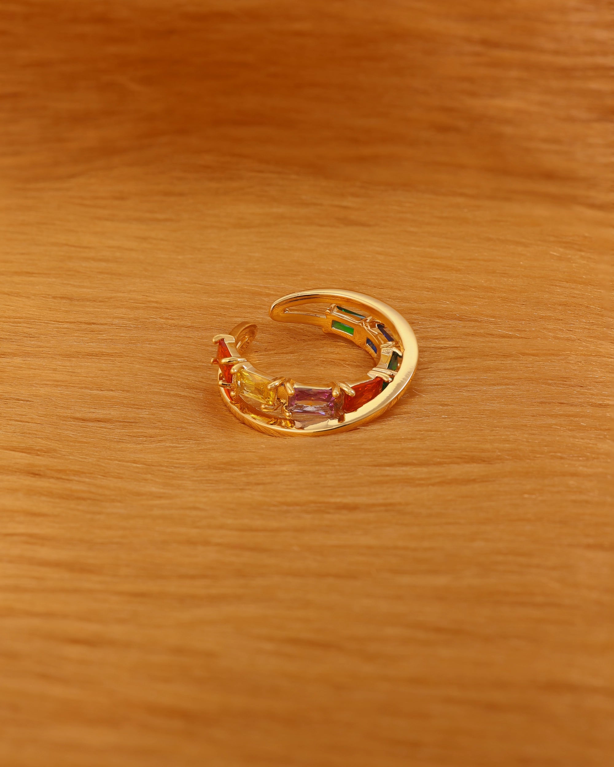 Colorful Zircon Open Ring
