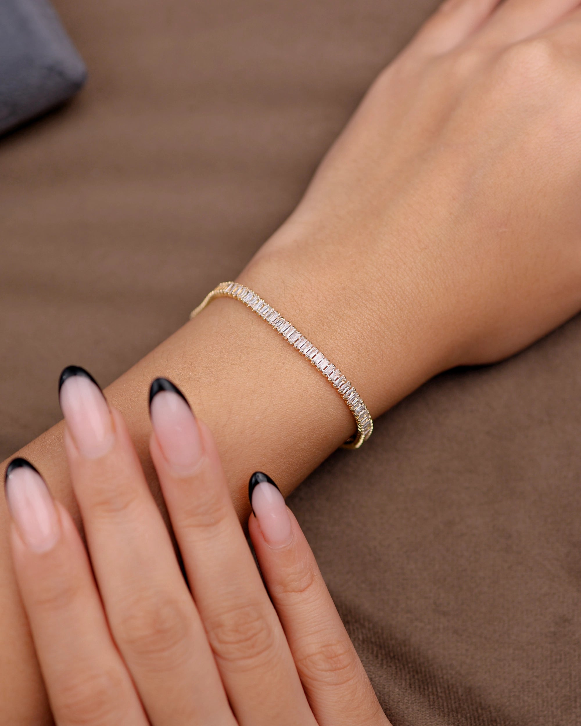 Micro Baguette Cut CZ Bracelet (Gold)